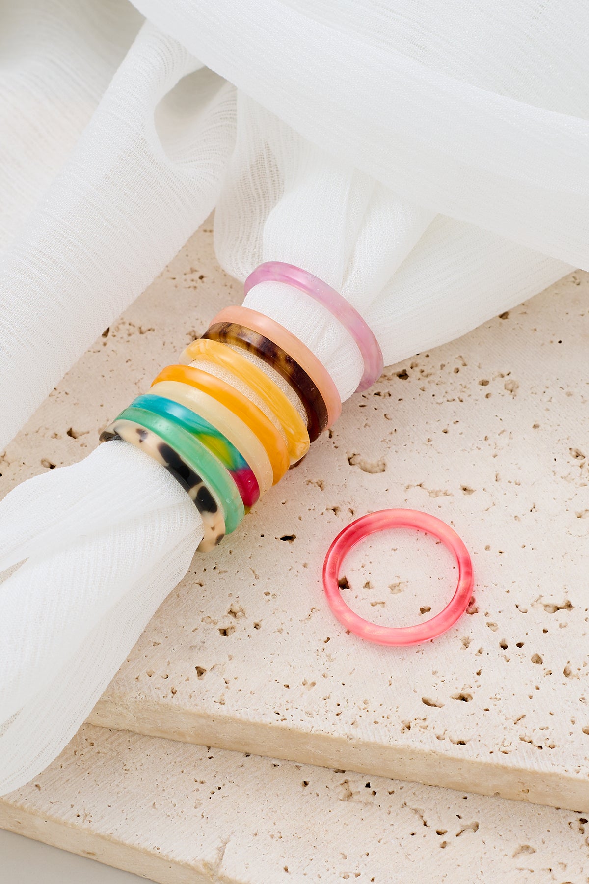 Colorful Acetate Stacking Rings - 50 Piece Set for Resellers - Minimalist Style, Hot-Selling Fashion Rings for Your Shop!