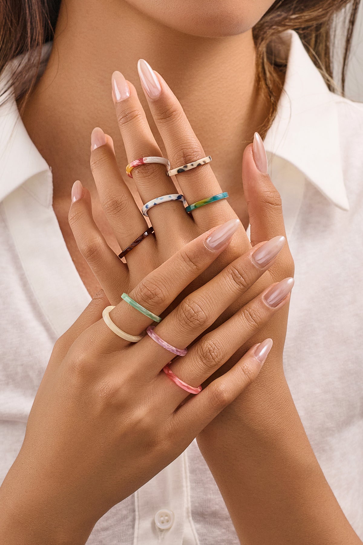 Colorful Acetate Stacking Rings - 50 Piece Set for Resellers - Minimalist Style, Hot-Selling Fashion Rings for Your Shop!