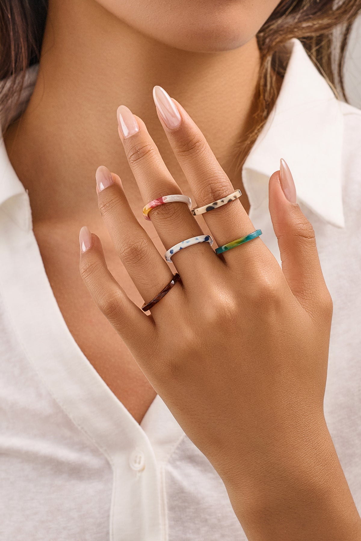 Colorful Acetate Stacking Rings - 50 Piece Set for Resellers - Minimalist Style, Hot-Selling Fashion Rings for Your Shop!
