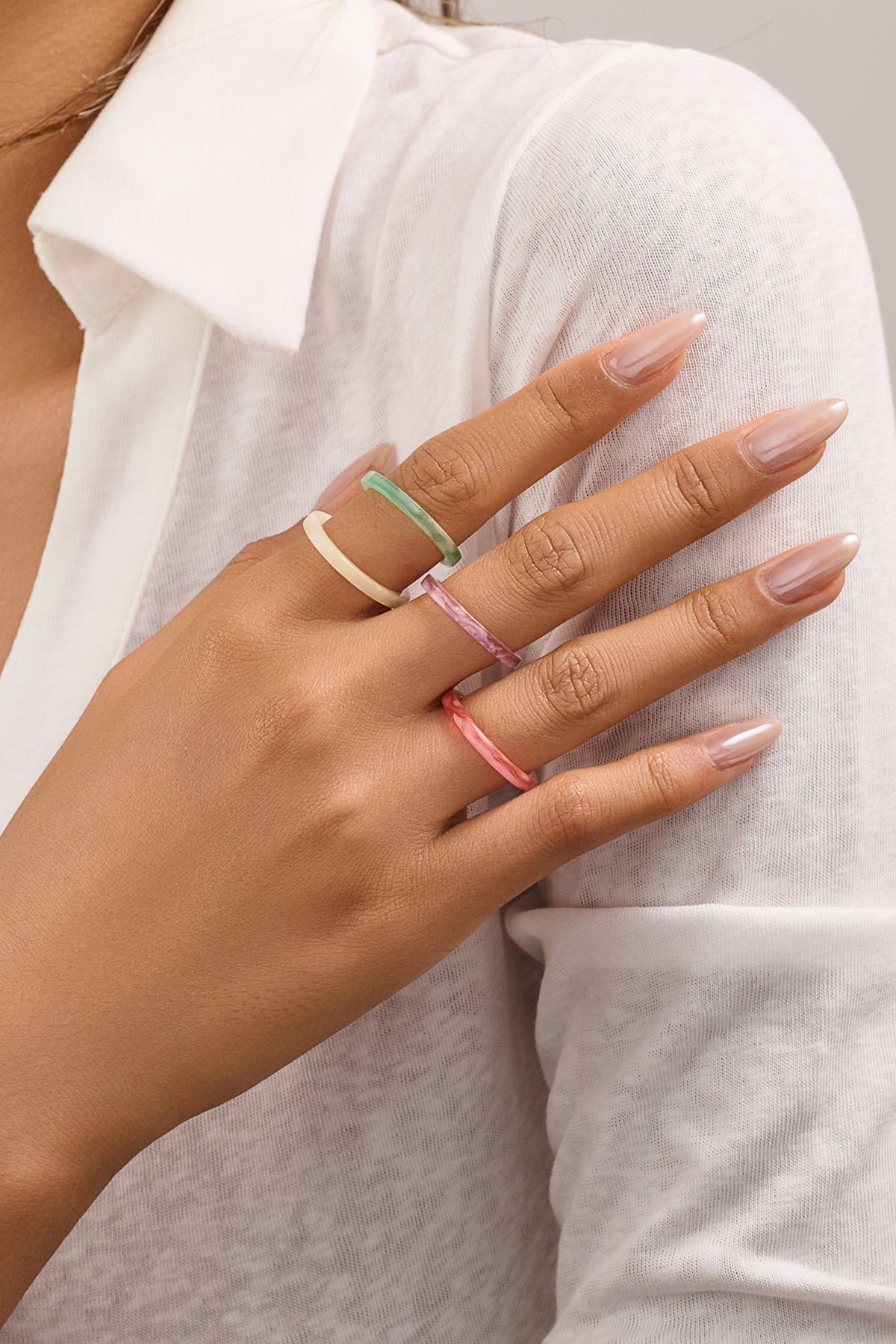 Colorful Acetate Stacking Rings - 50 Piece Set for Resellers - Minimalist Style, Hot-Selling Fashion Rings for Your Shop!