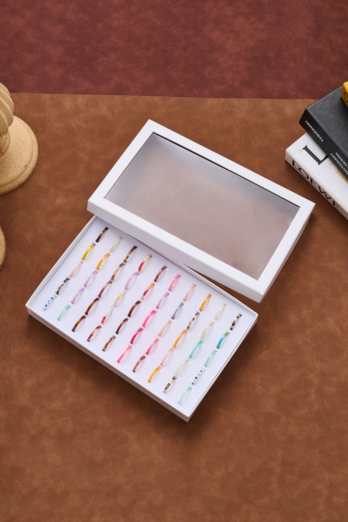 Colorful Acetate Stacking Rings - 50 Piece Set for Resellers - Minimalist Style, Hot-Selling Fashion Rings for Your Shop!