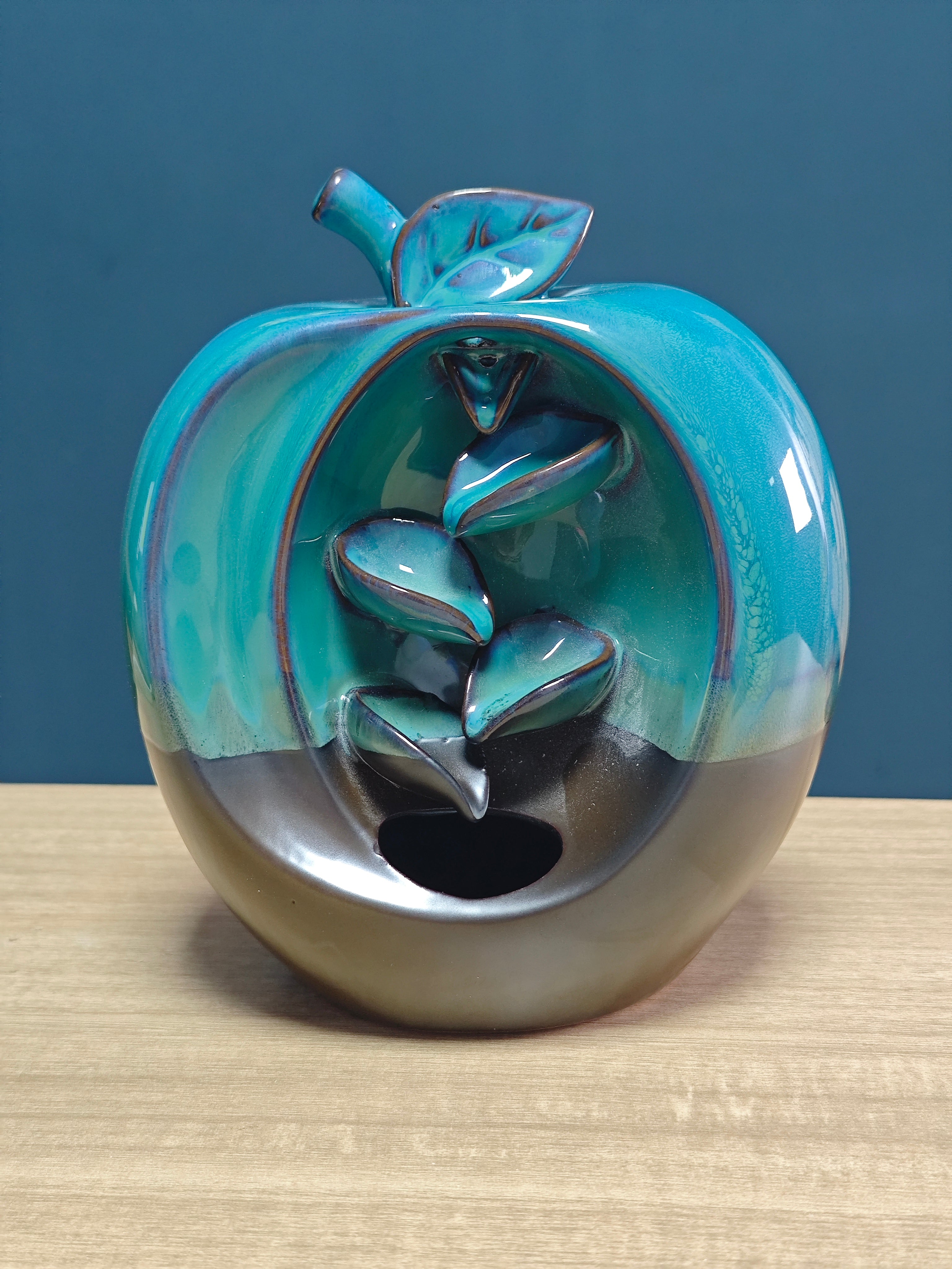 Ceramic Reflux Incense Burner - Decorative Incense Burner Biblo - Glazed Ceramic Hollowed Smooth Glossy Apple Burner 16cm BIB-10 - DOMEDBAZAAR