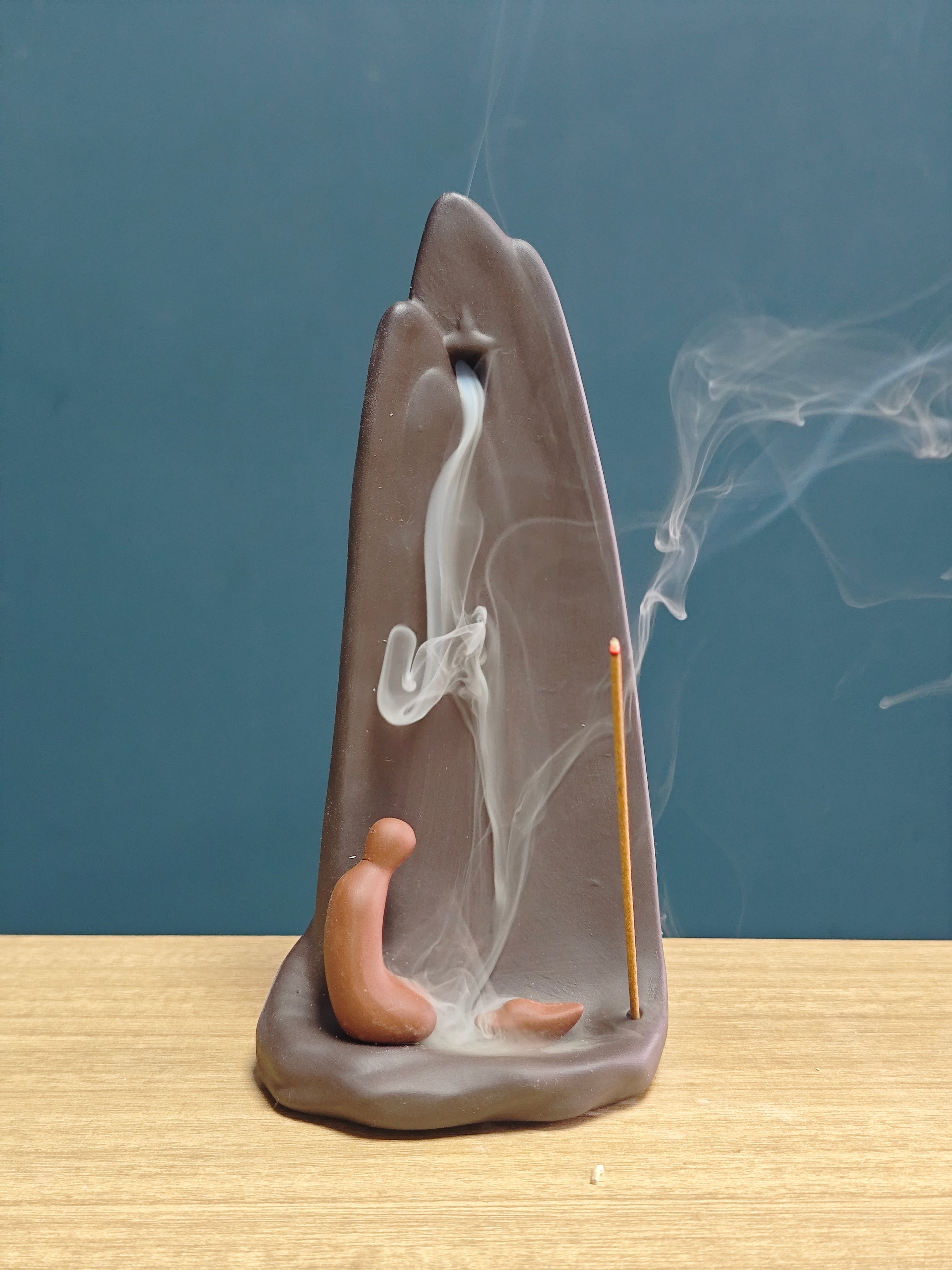 Ceramic Reflux Incense Burner - Decorative Incense Burner Biblo - Mountain Cave Abstract Material Life Incense Burner 18.5cm BIB-11 - DOMEDBAZAAR
