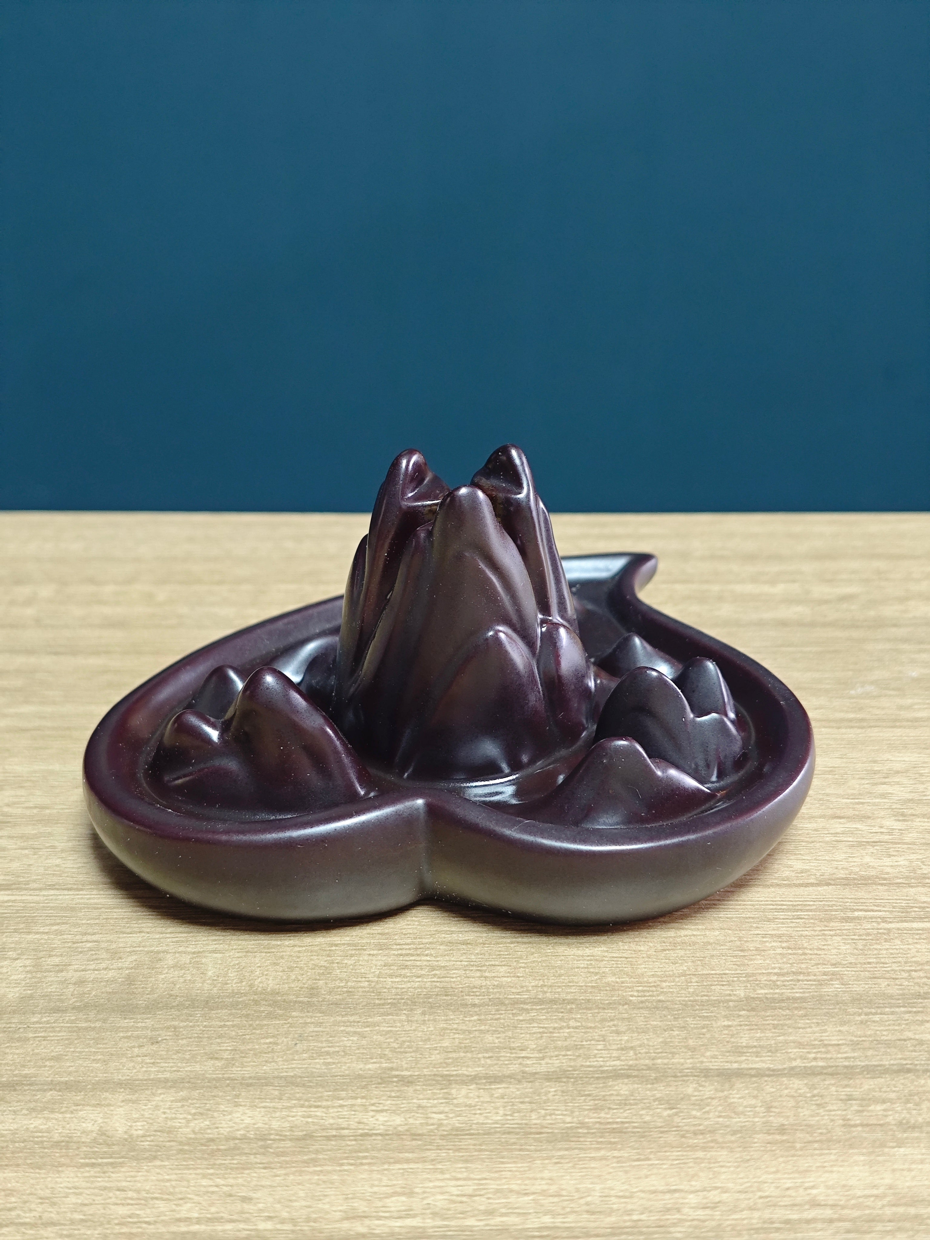 Ceramic Reflux Incense Burner - Decorative Incense Burner Biblo - Rocky Terrain Motif Miniature Landscape Burner 6cm BIB-26 - DOMEDBAZAAR