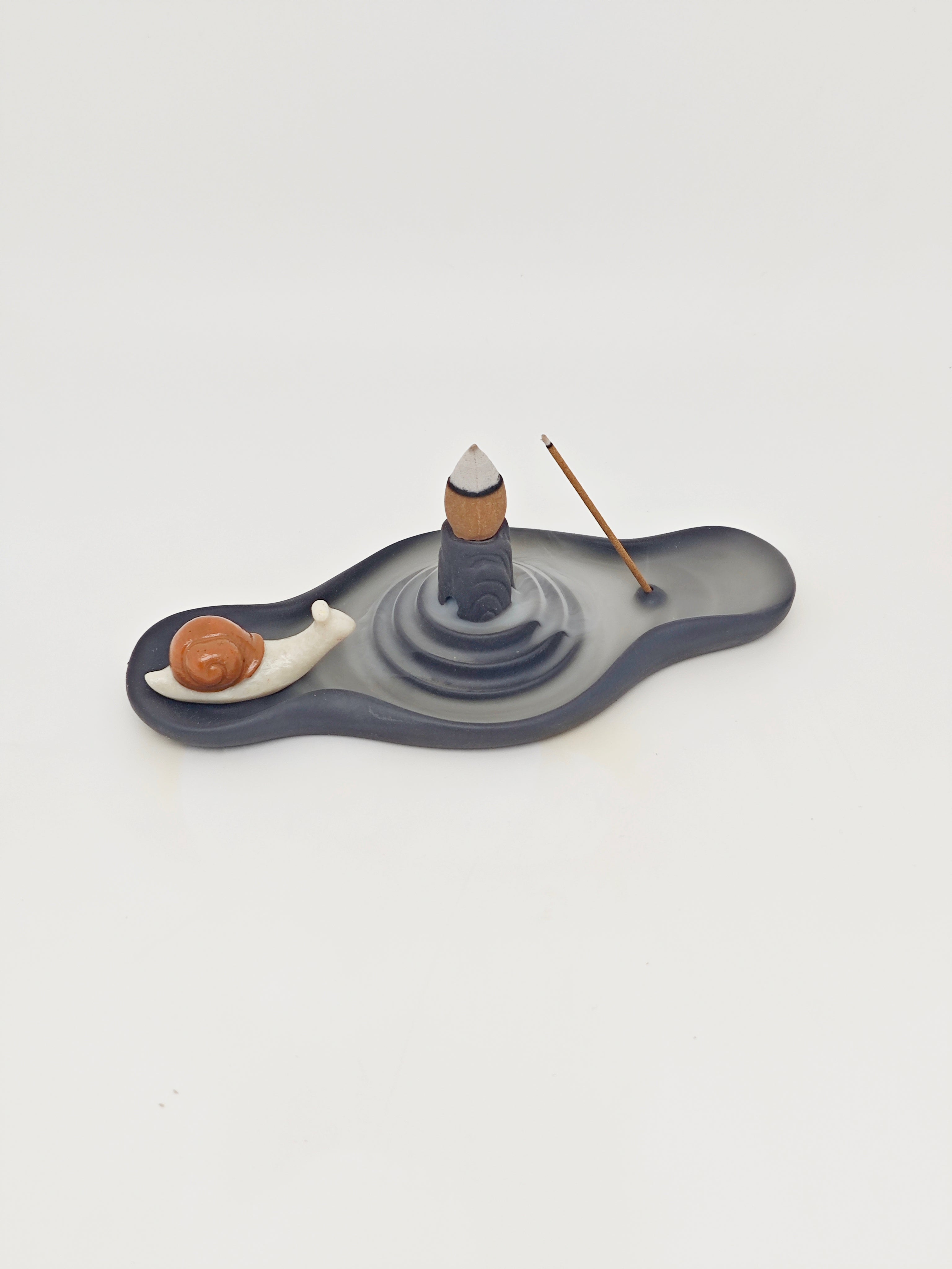 Ceramic Reflux Incense Burner - Decorative Incense Burner Biblo - Snail Wave Abstract Water Ripples Burner 17.5cm BIB-18 - DOMEDBAZAAR