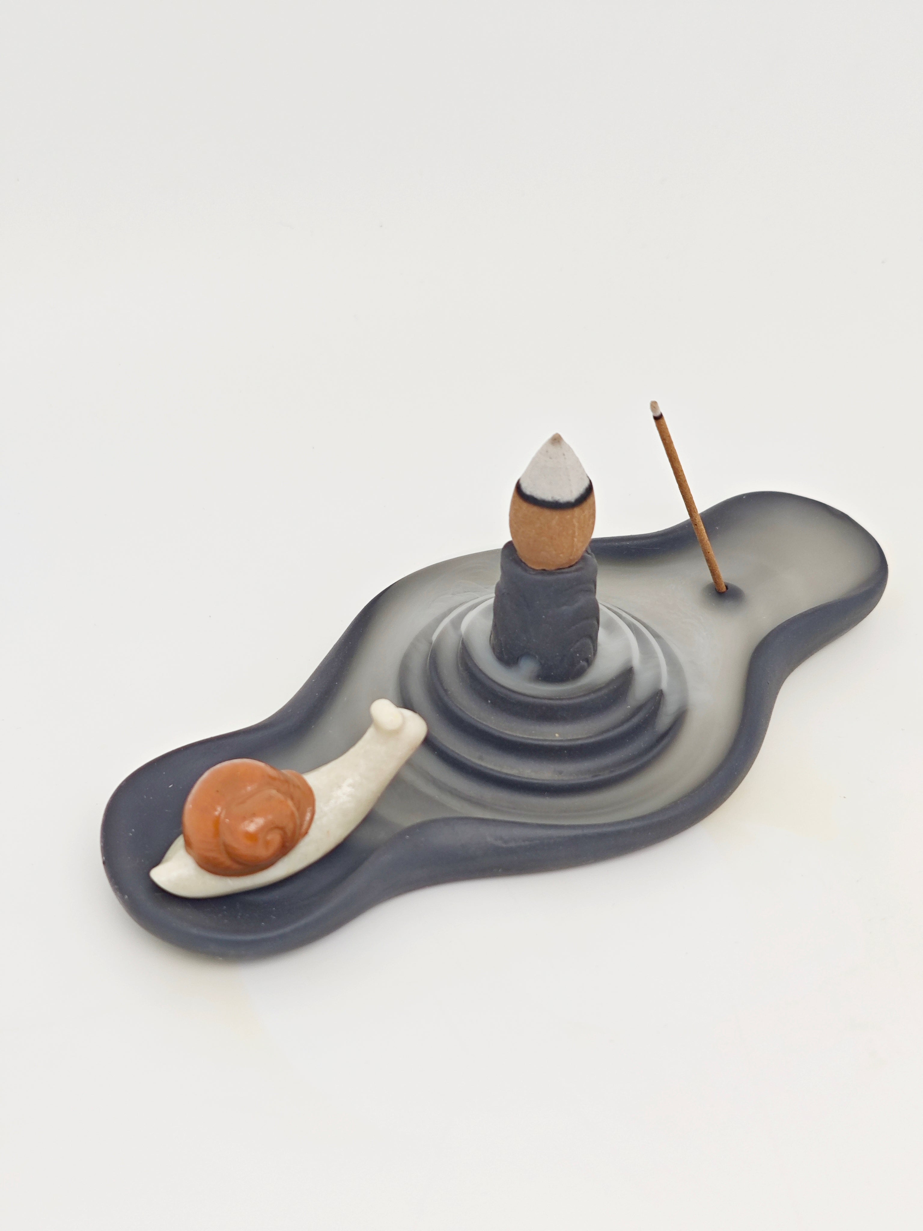 Ceramic Reflux Incense Burner - Decorative Incense Burner Biblo - Snail Wave Abstract Water Ripples Burner 17.5cm BIB-18 - DOMEDBAZAAR