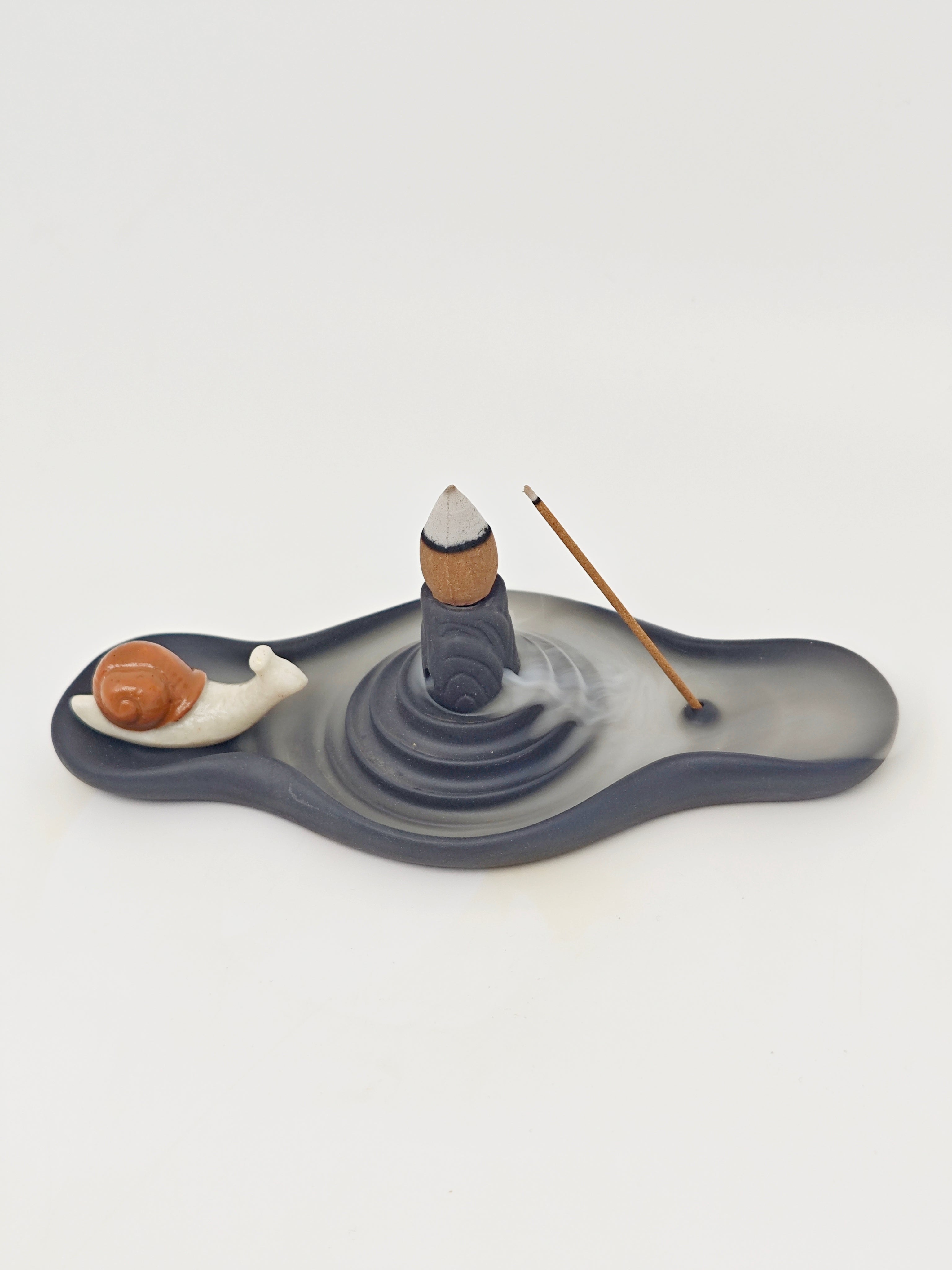 Ceramic Reflux Incense Burner - Decorative Incense Burner Biblo - Snail Wave Abstract Water Ripples Burner 17.5cm BIB-18 - DOMEDBAZAAR
