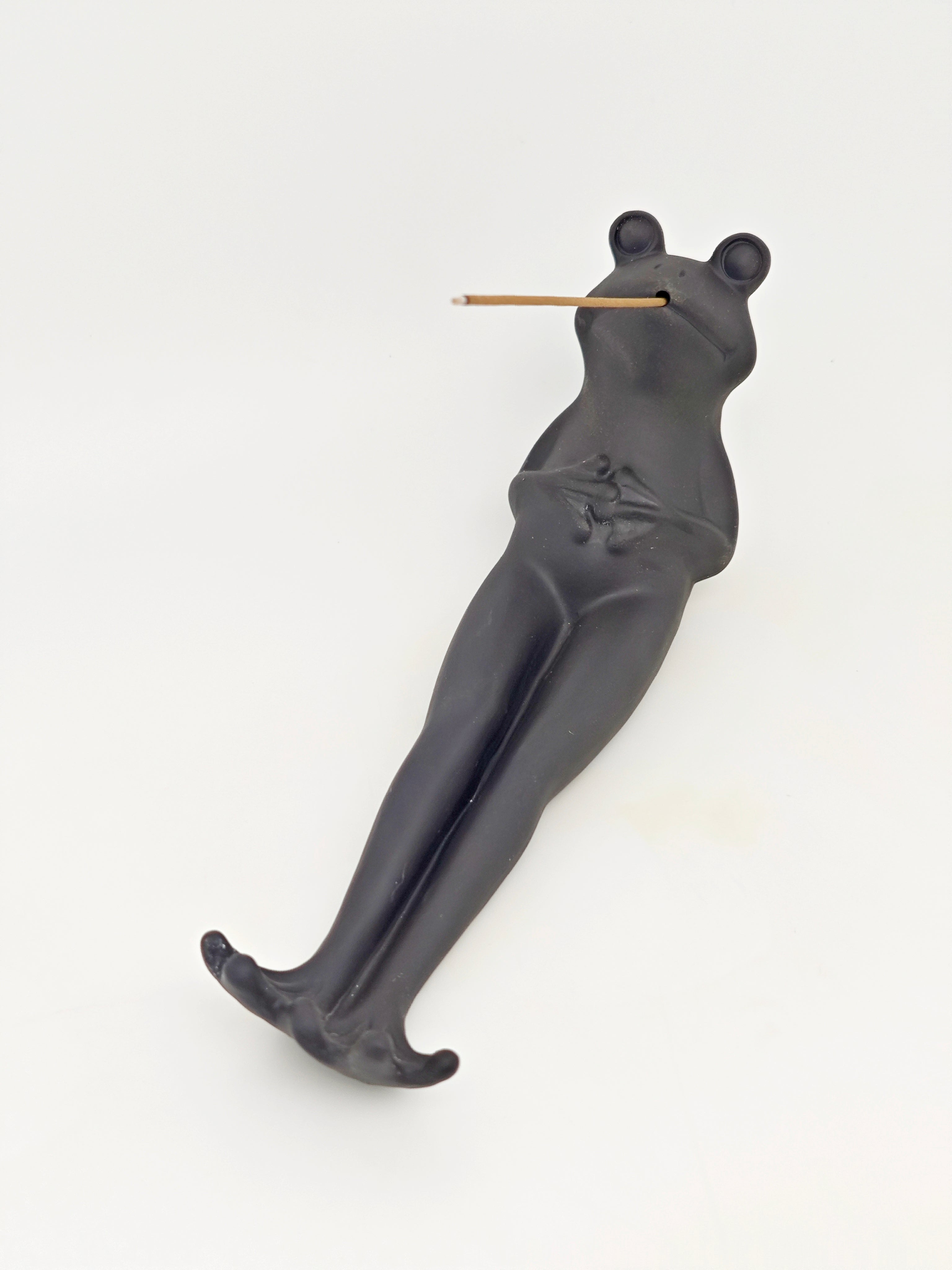 Ceramic Reflux Incense Burner - Decorative Incense Burner Biblo - Relaxing Frog Minimalist Reclined Pose Burner 21.5cm BIB-21 - DOMEDBAZAAR