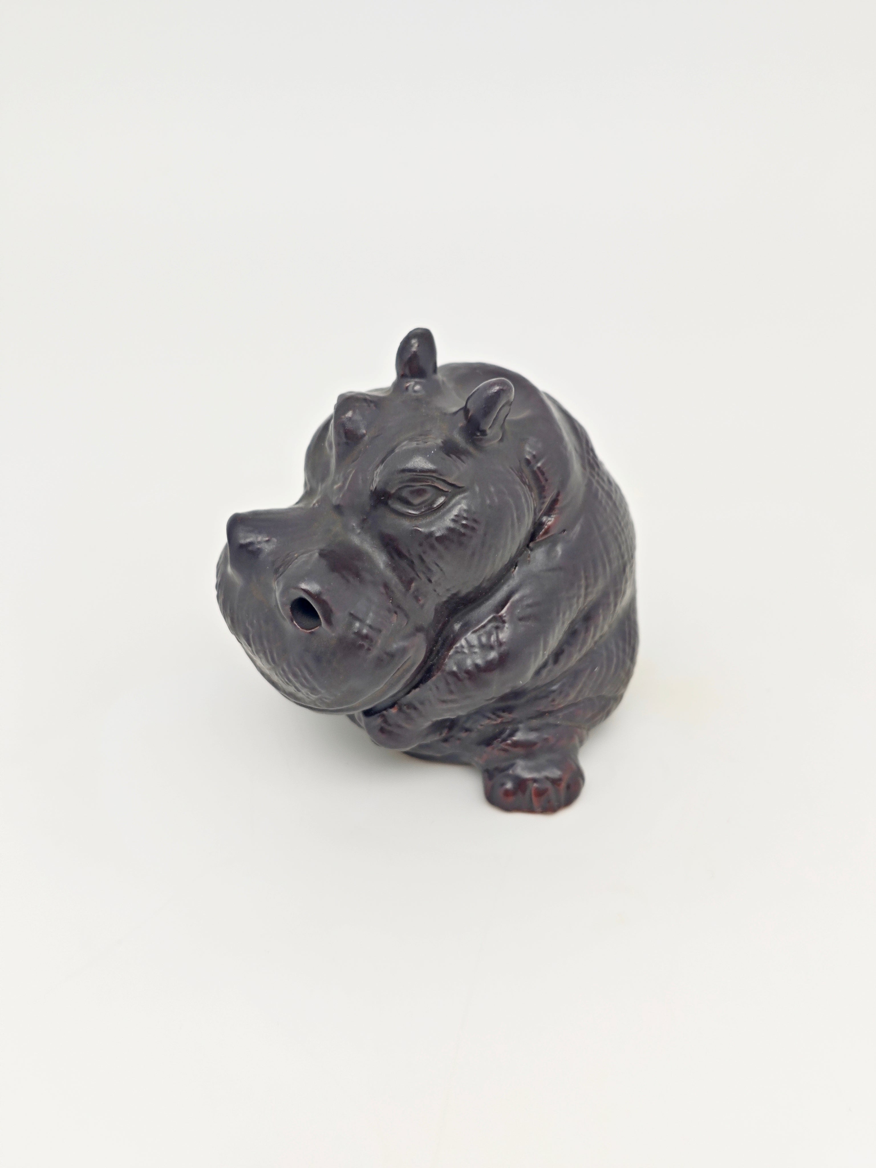 Ceramic Reflux Incense Burner - Decorative Incense Burner Biblo - Cute Hippopotamus Motif Whimsical Animal Figure 8.5cm BIB-24 - DOMEDBAZAAR