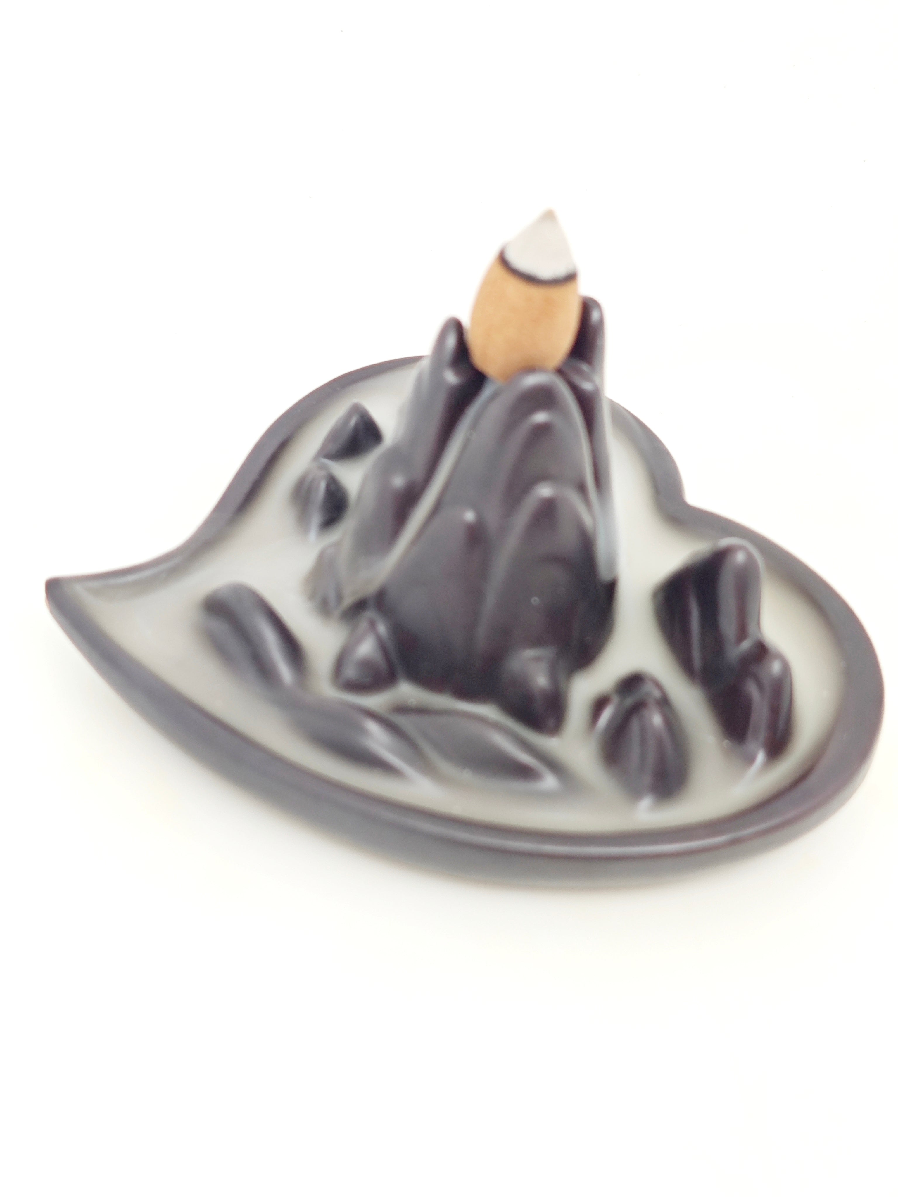 Ceramic Reflux Incense Burner - Decorative Incense Burner Biblo - Rocky Terrain Motif Miniature Landscape Burner 6cm BIB-26 - DOMEDBAZAAR