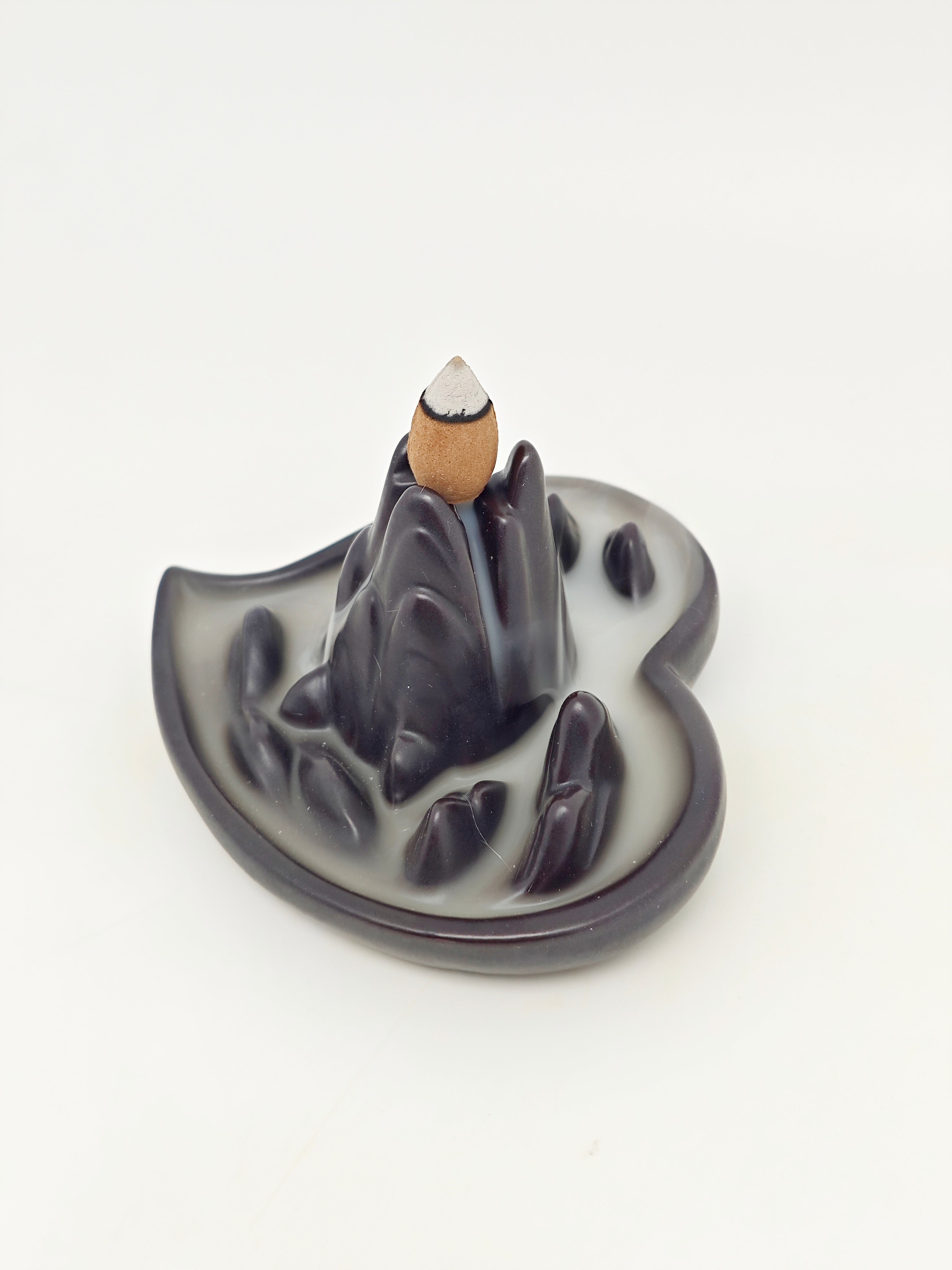 Ceramic Reflux Incense Burner - Decorative Incense Burner Biblo - Rocky Terrain Motif Miniature Landscape Burner 6cm BIB-26 - DOMEDBAZAAR
