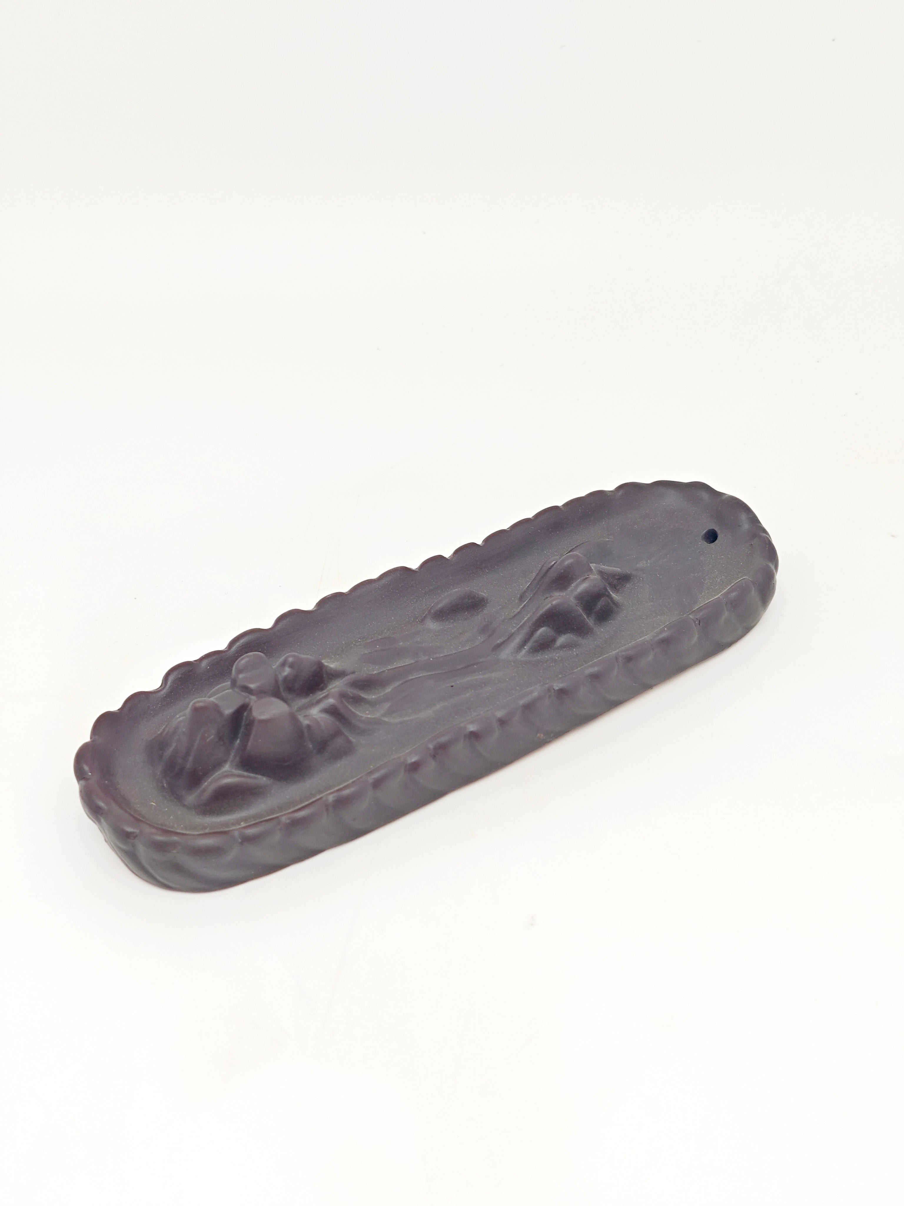 Ceramic Reflux Incense Burner - Decorative Incense Burner Biblo - Rectangular Tray Mountain Landscape Design Burner 19cm BIB-27 - DOMEDBAZAAR