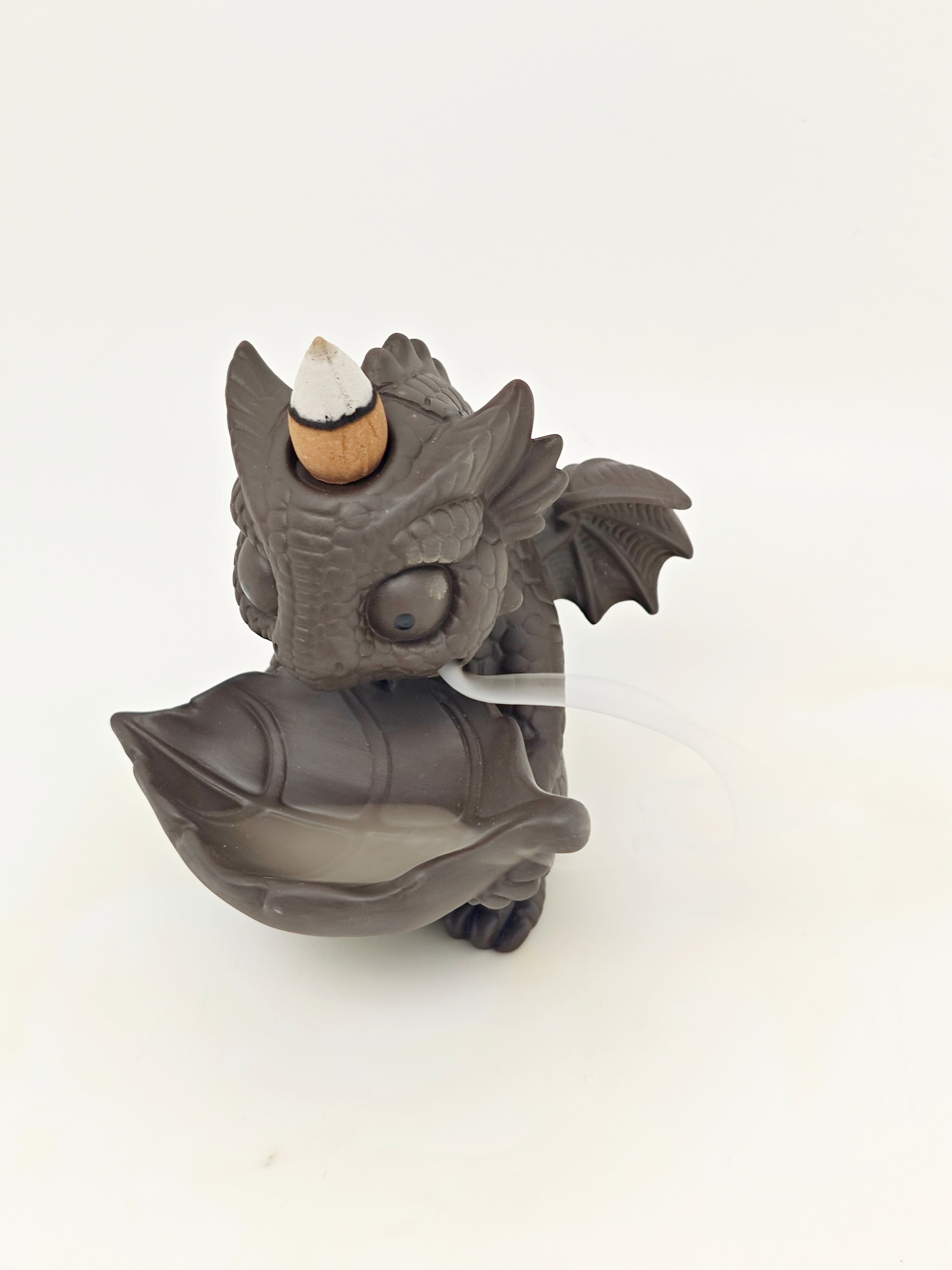 Ceramic Reflux Incense Burner - Decorative Incense Burner Biblo - Baby Dragon Cute Mythical Creature Burner 11cm BIB-30 - DOMEDBAZAAR