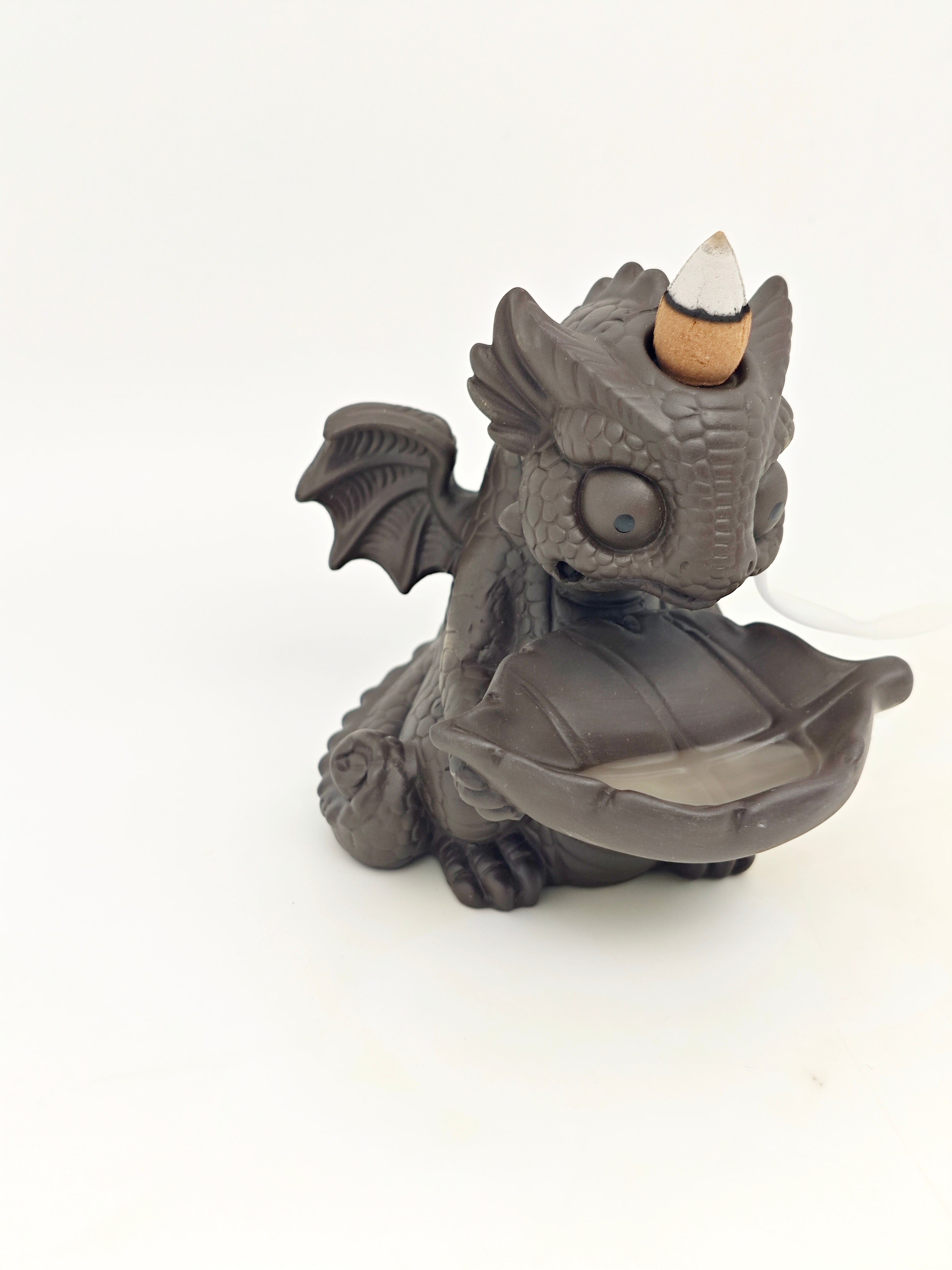 Ceramic Reflux Incense Burner - Decorative Incense Burner Biblo - Baby Dragon Cute Mythical Creature Burner 11cm BIB-30 - DOMEDBAZAAR