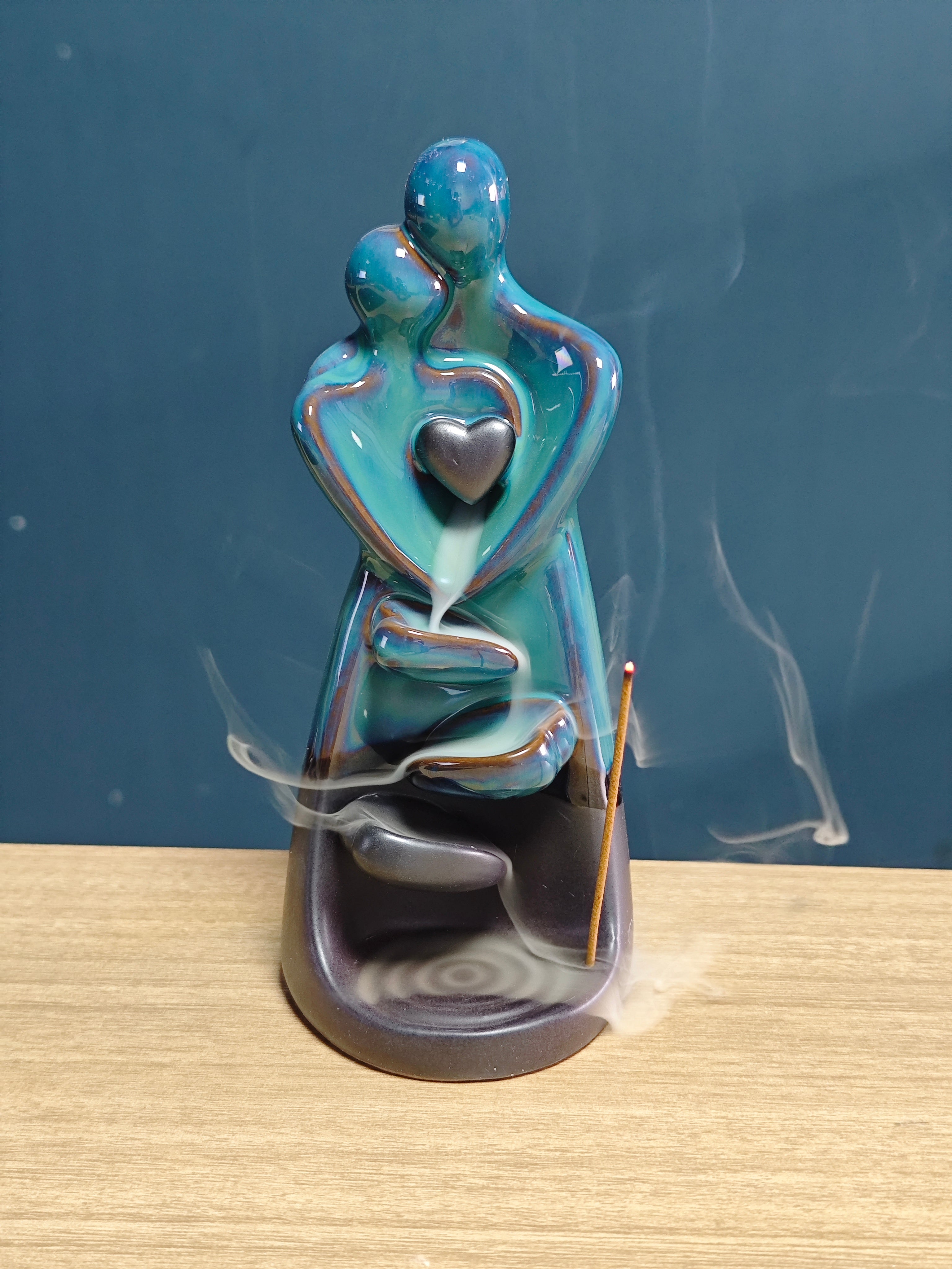 Ceramic Reflux Incense Burner - Decorative Incense Burner Biblo - Parent and Child Embracing with Heart 17.5cm BIB-50 - DOMEDBAZAAR