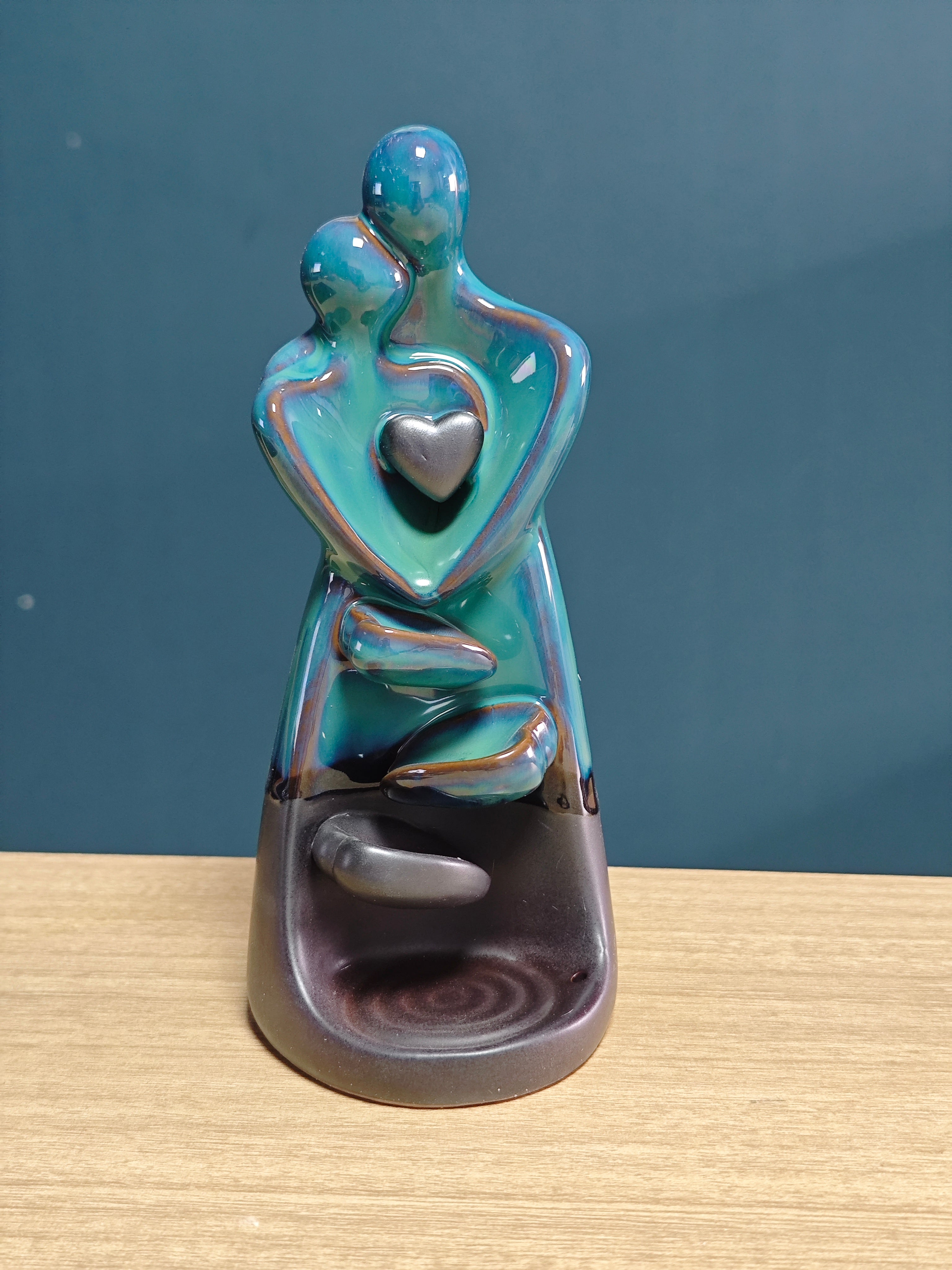 Ceramic Reflux Incense Burner - Decorative Incense Burner Biblo - Parent and Child Embracing with Heart 17.5cm BIB-50 - DOMEDBAZAAR