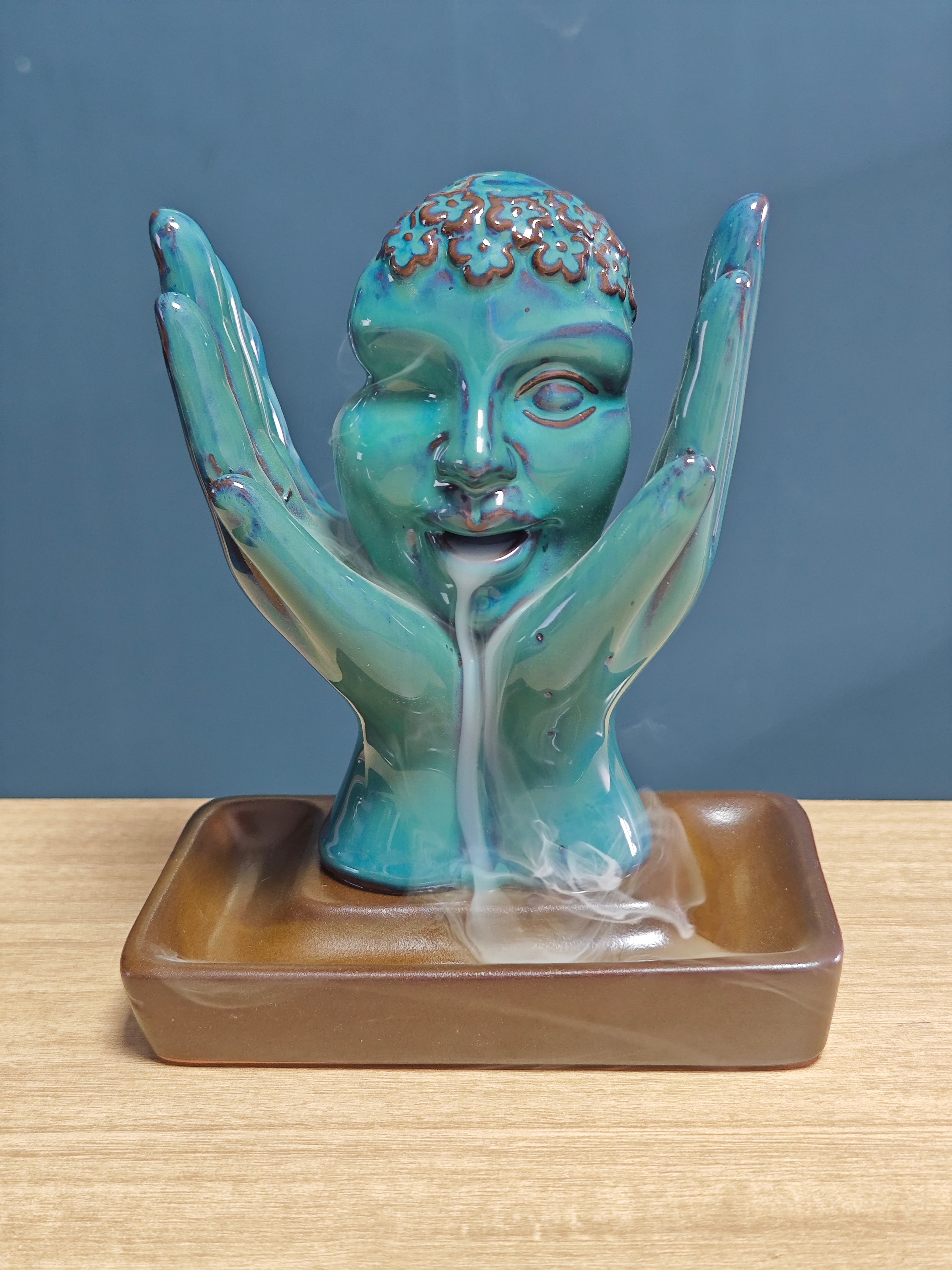 Ceramic Reflux Incense Burner - Decorative Incense Burner Biblo - Glazed Ceramic Artistic Hand Portrait Burner 16cm BIB-56 - DOMEDBAZAAR