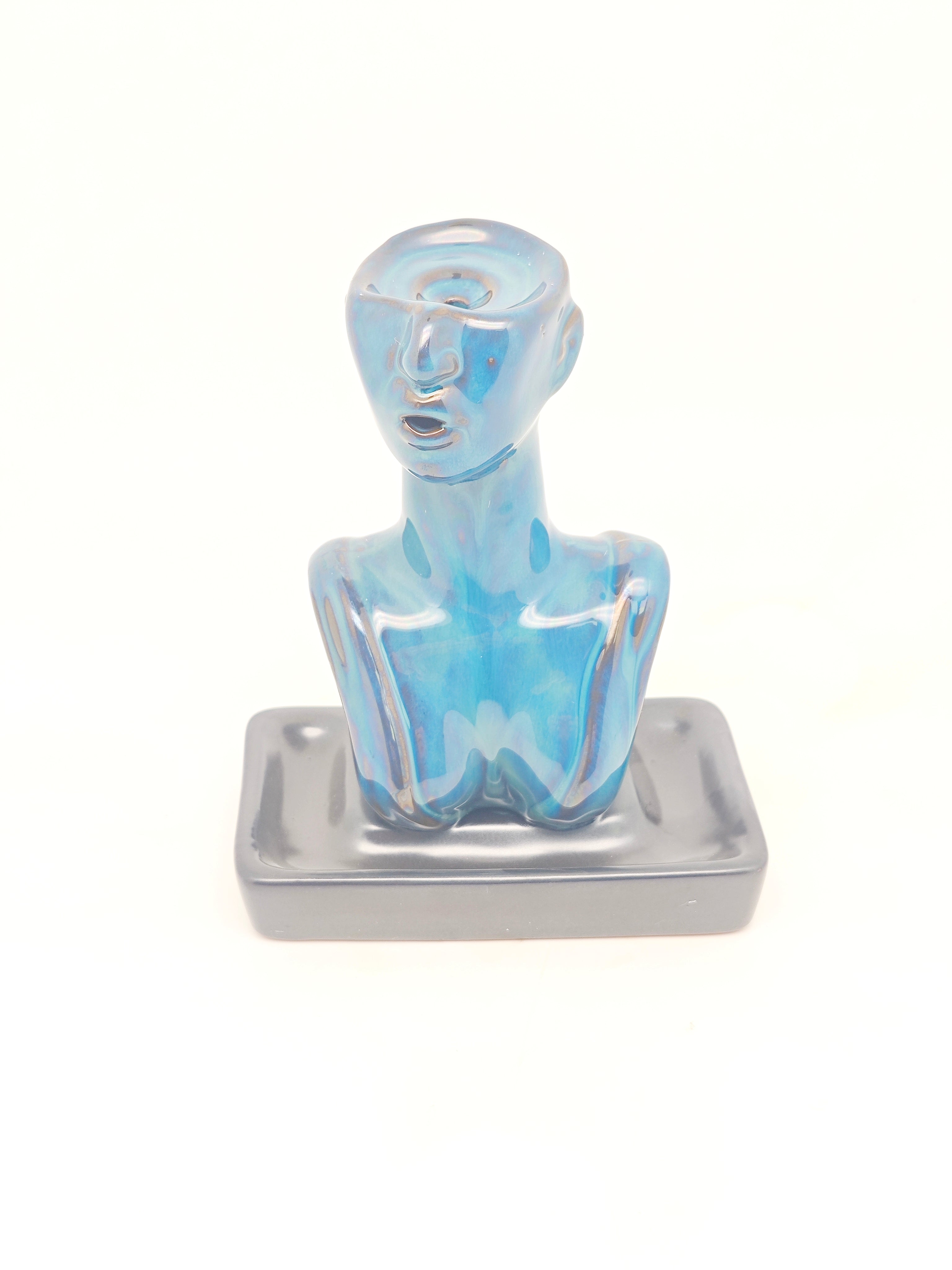 Ceramic Reflux Incense Burner - Decorative Incense Burner Biblo - Artist Sculpture Portrait hHalf-length Woman Burner 16cm BIB-35 - DOMEDBAZAAR