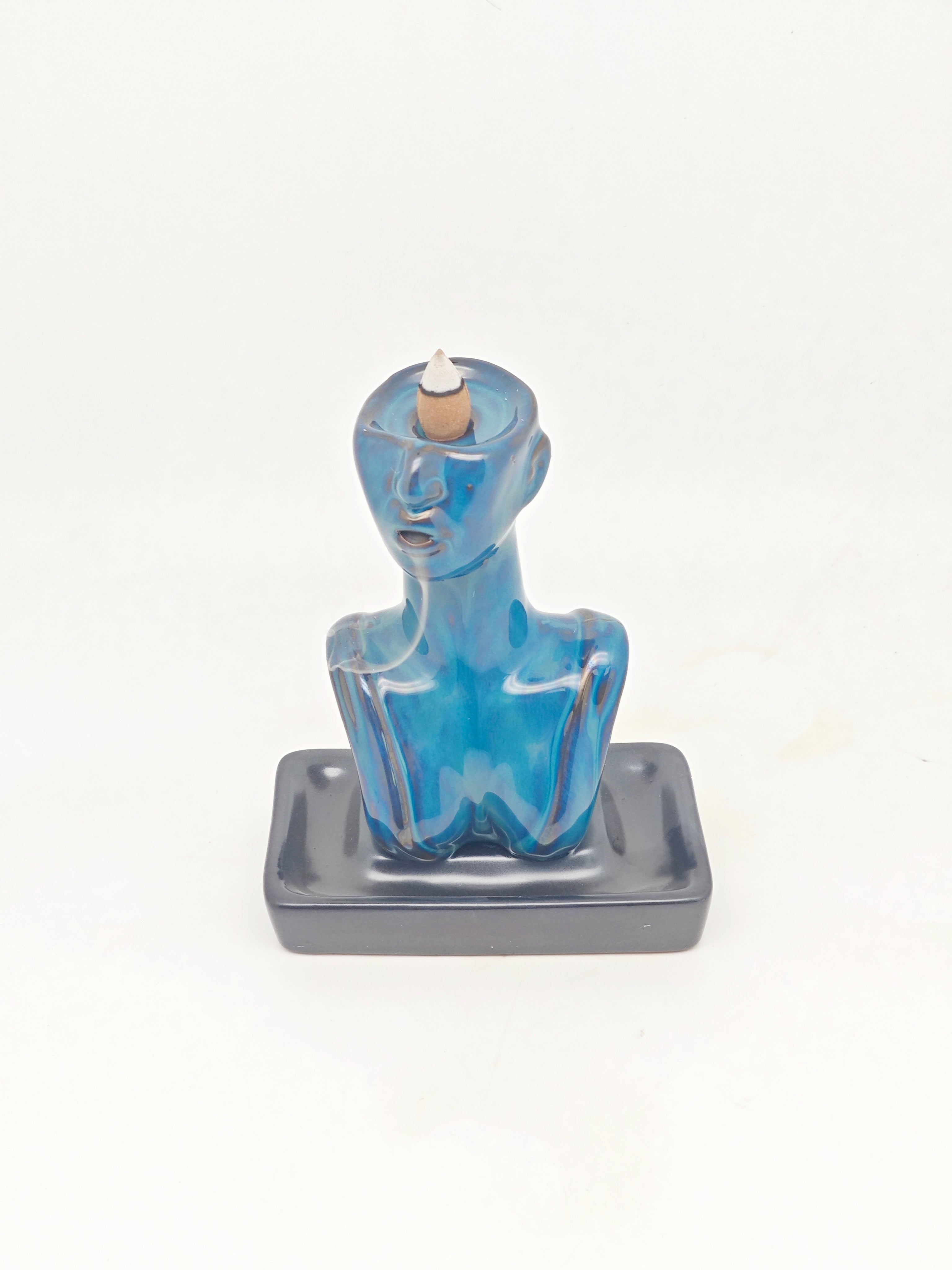 Ceramic Reflux Incense Burner - Decorative Incense Burner Biblo - Artist Sculpture Portrait hHalf-length Woman Burner 16cm BIB-35 - DOMEDBAZAAR