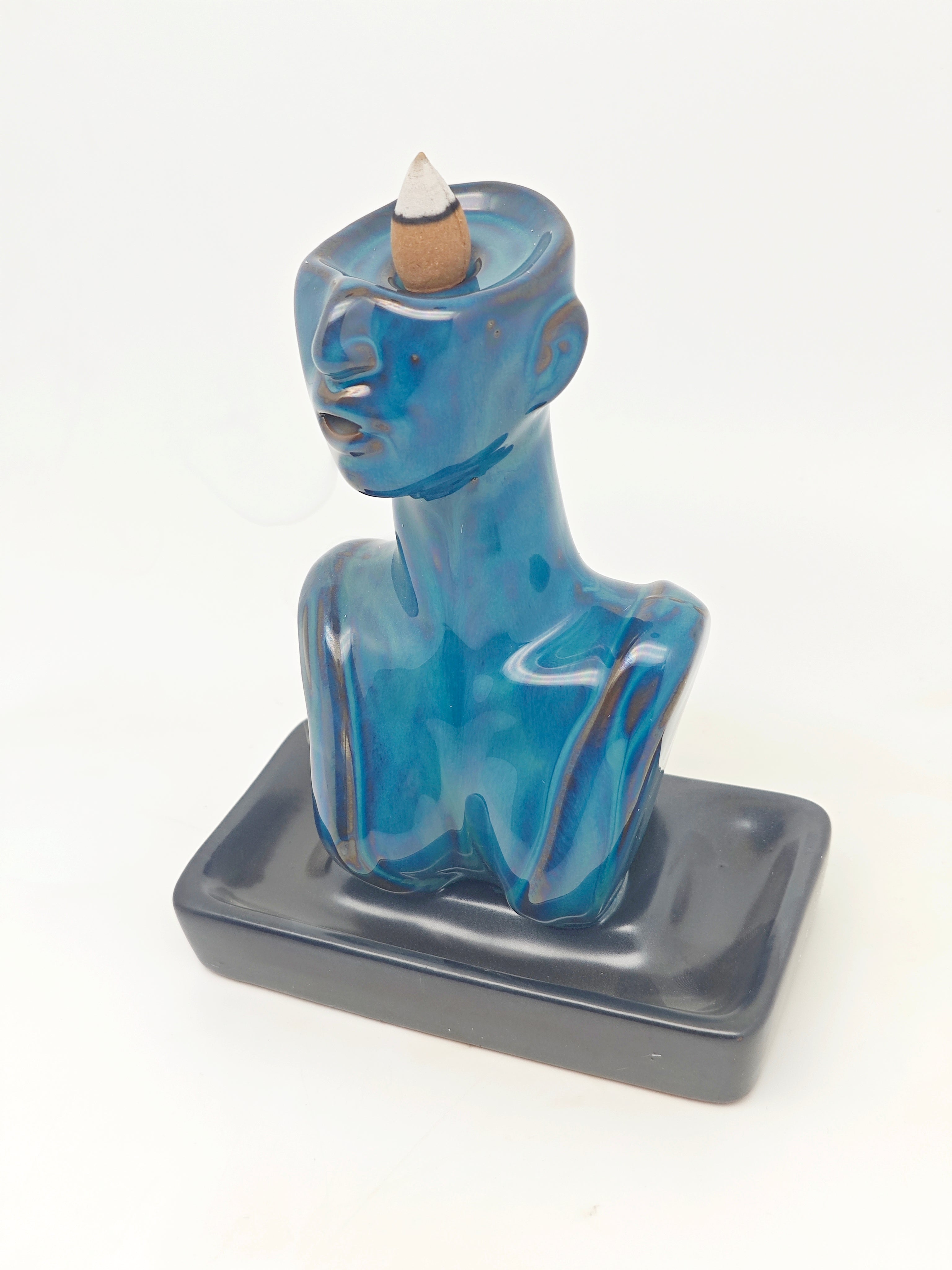 Ceramic Reflux Incense Burner - Decorative Incense Burner Biblo - Artist Sculpture Portrait hHalf-length Woman Burner 16cm BIB-35 - DOMEDBAZAAR