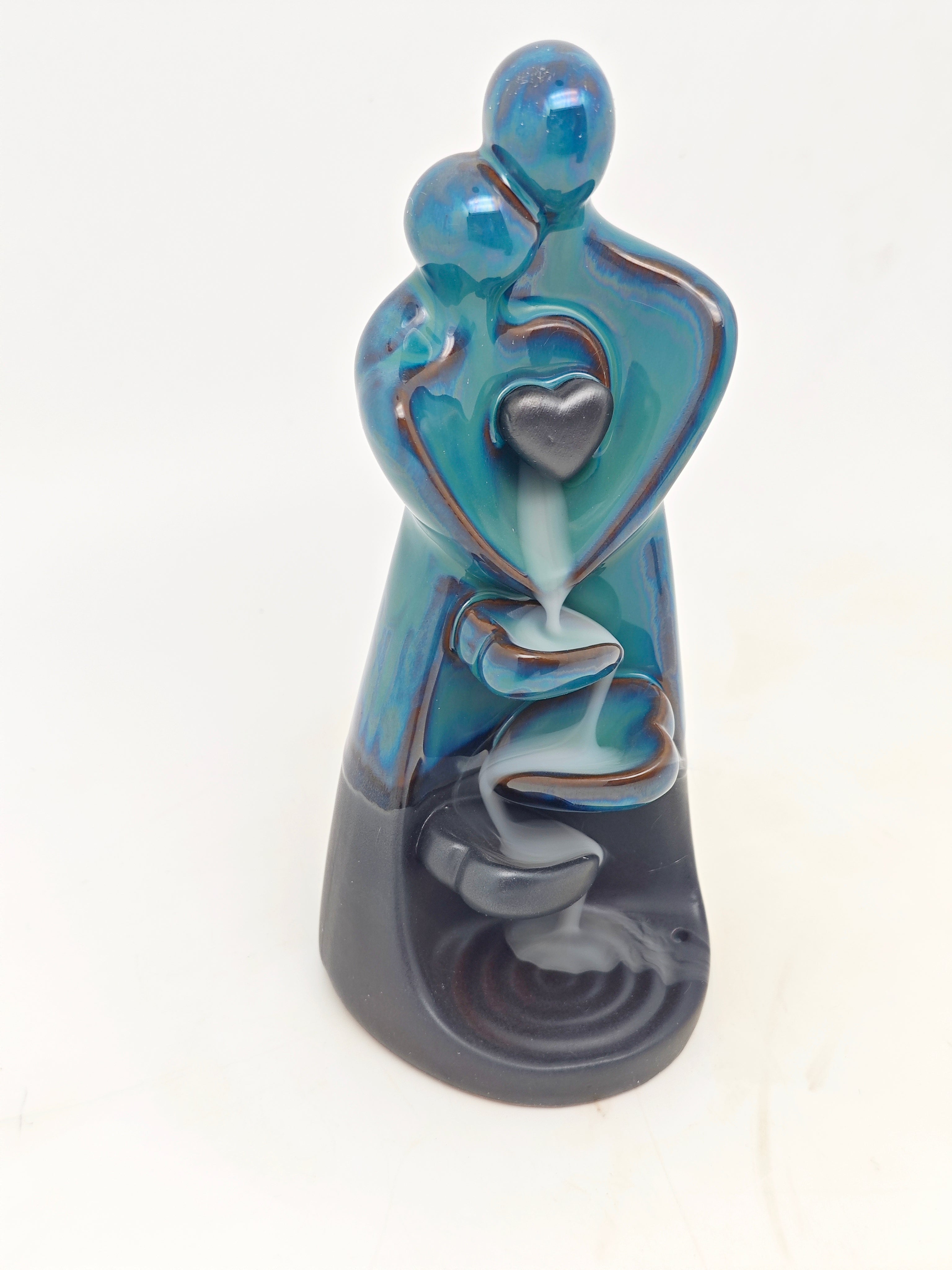 Ceramic Reflux Incense Burner - Decorative Incense Burner Biblo - Parent and Child Embracing with Heart 17.5cm BIB-50 - DOMEDBAZAAR
