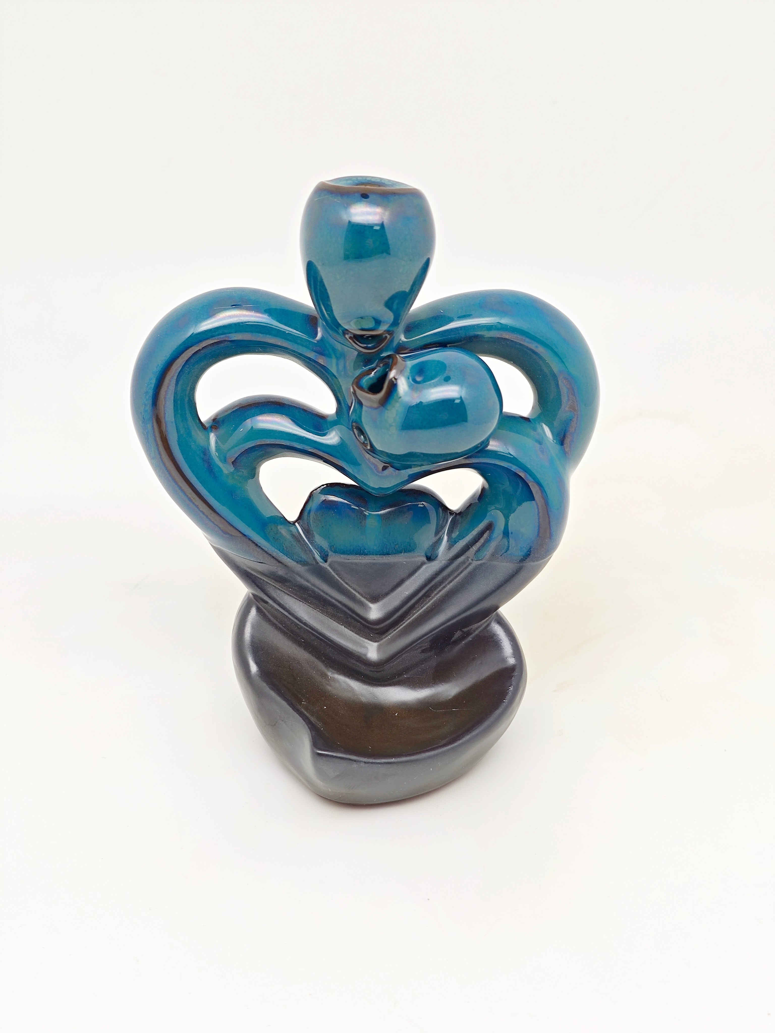 Ceramic Reflux Incense Burner - Decorative Incense Burner Biblo - Glazed Ceramic Glossy Artistic Heart Romantic Burner 16cm BIB-52 - DOMEDBAZAAR