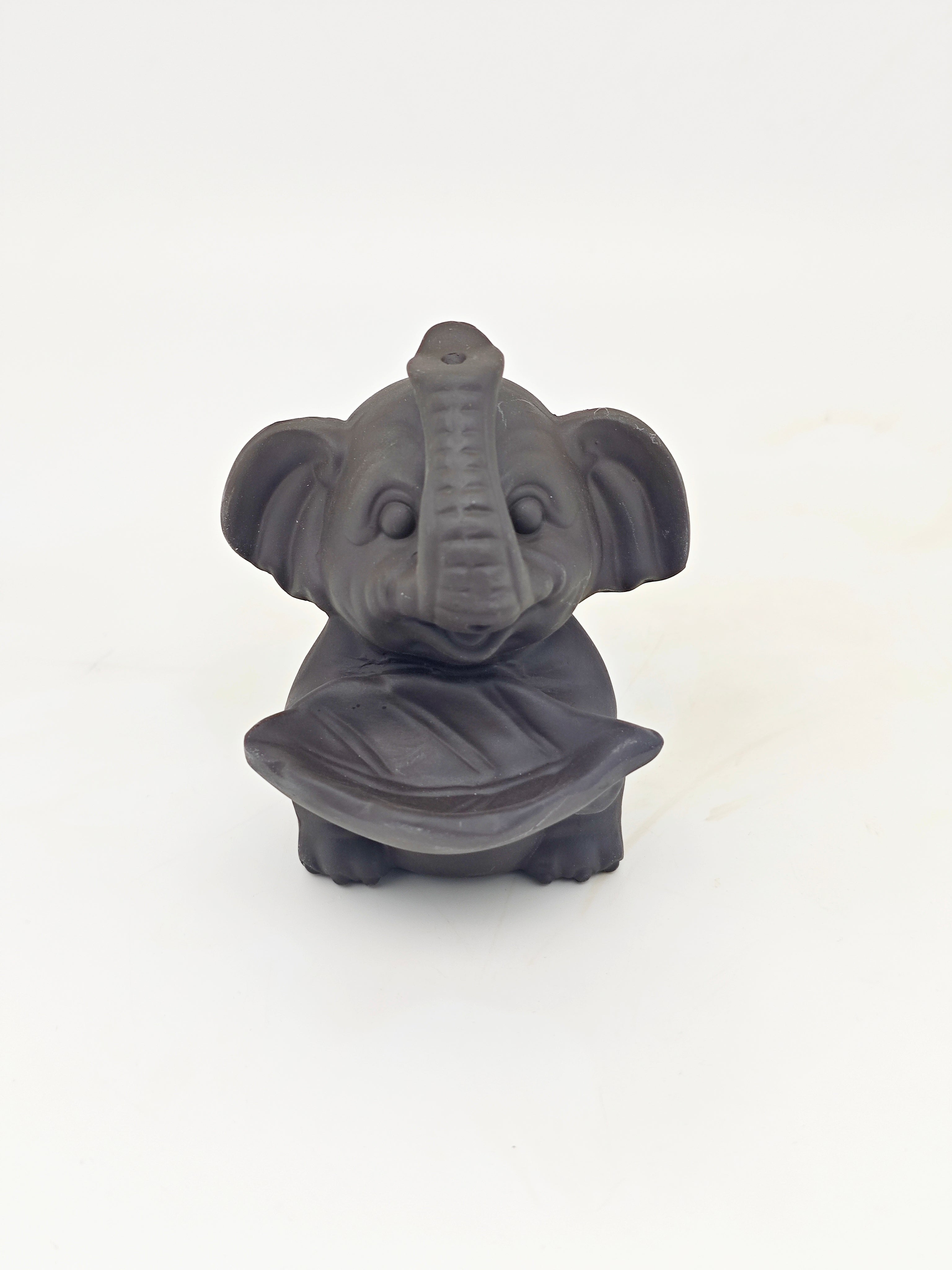 Ceramic Reflux Incense Burner - Decorative Incense Burner Biblo - Ceramic Cute Elephant Figurine Burner 10.5cm BIB-53 - DOMEDBAZAAR