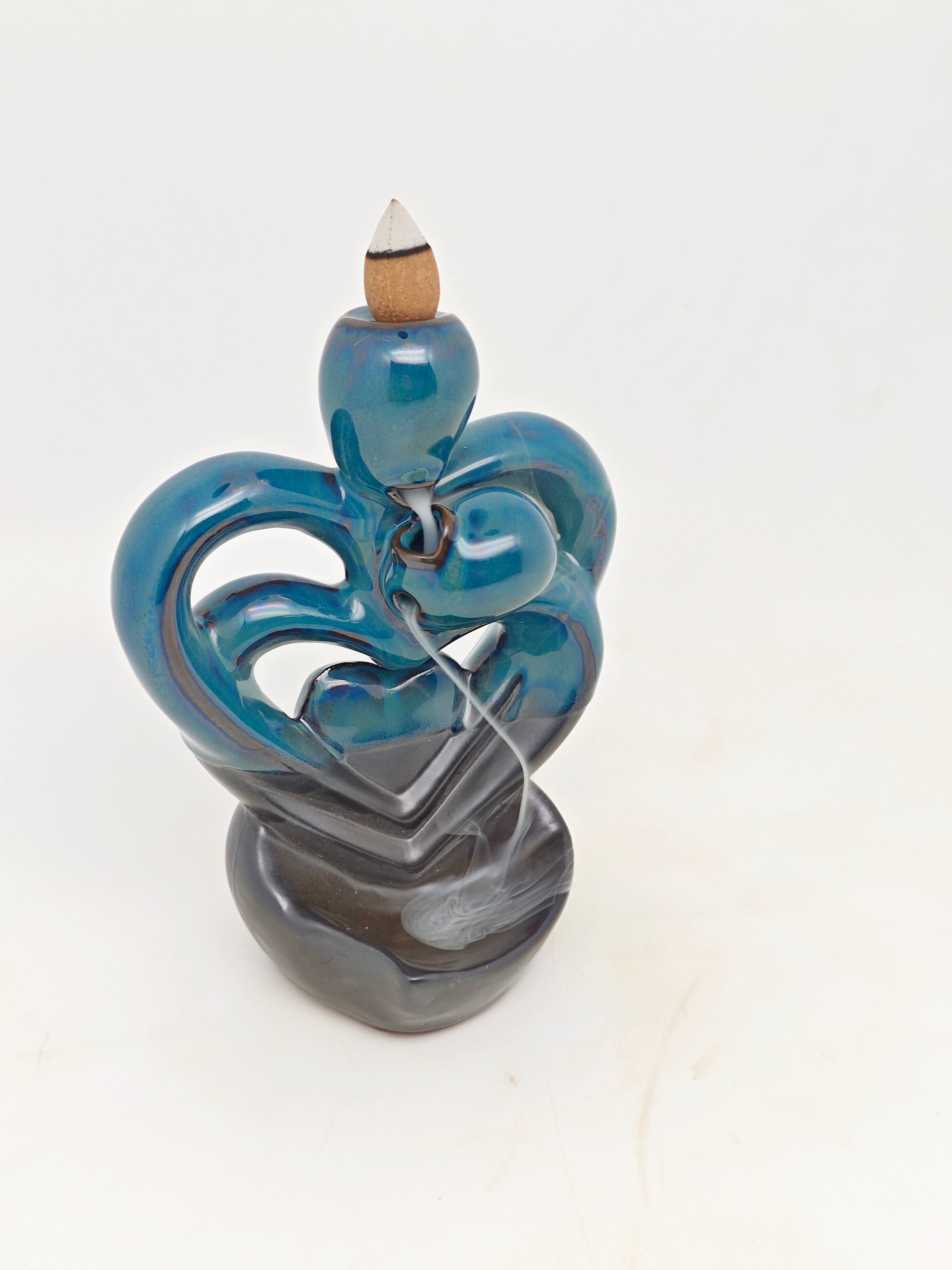 Ceramic Reflux Incense Burner - Decorative Incense Burner Biblo - Glazed Ceramic Glossy Artistic Heart Romantic Burner 16cm BIB-52 - DOMEDBAZAAR