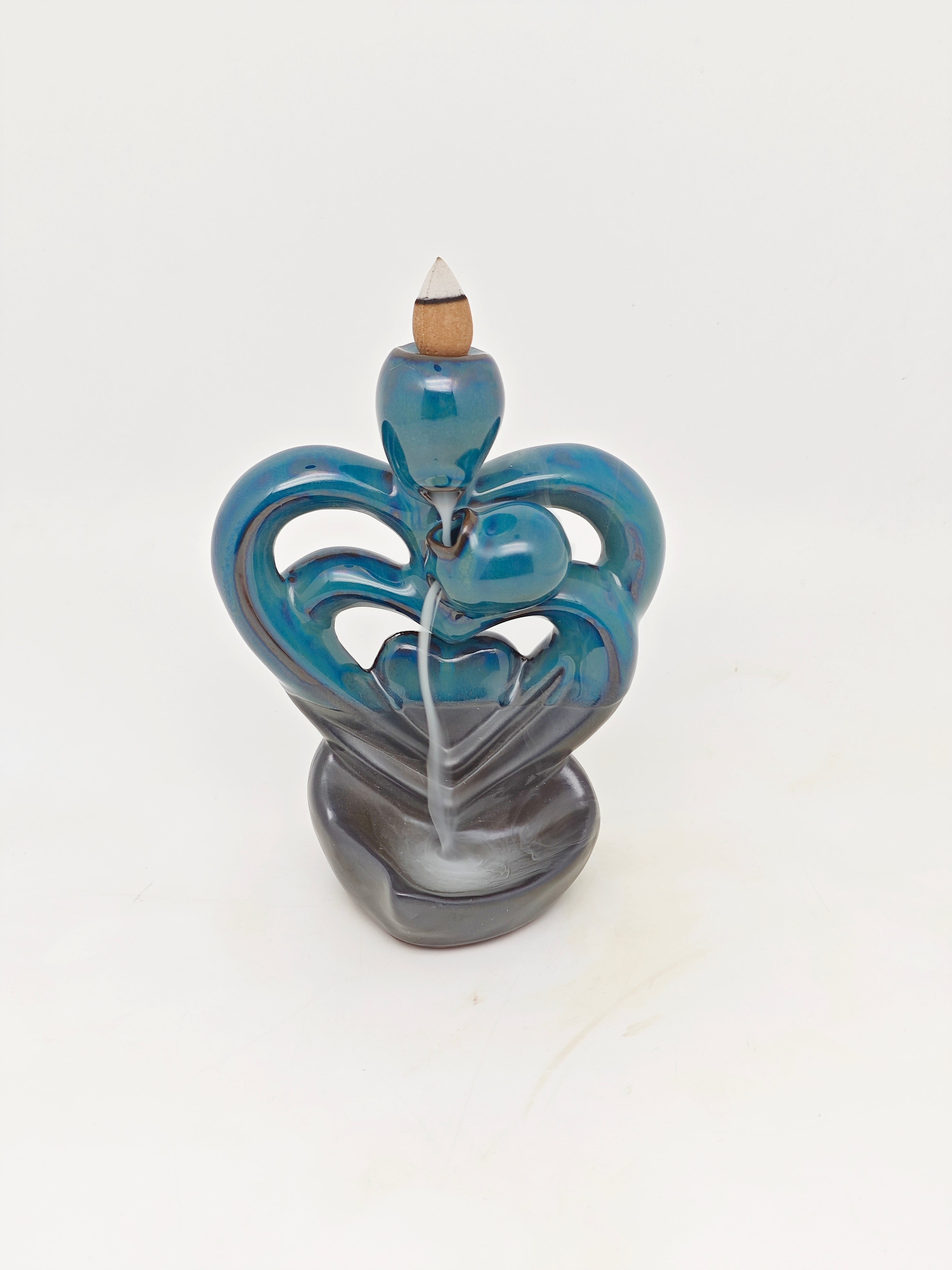 Ceramic Reflux Incense Burner - Decorative Incense Burner Biblo - Glazed Ceramic Glossy Artistic Heart Romantic Burner 16cm BIB-52 - DOMEDBAZAAR