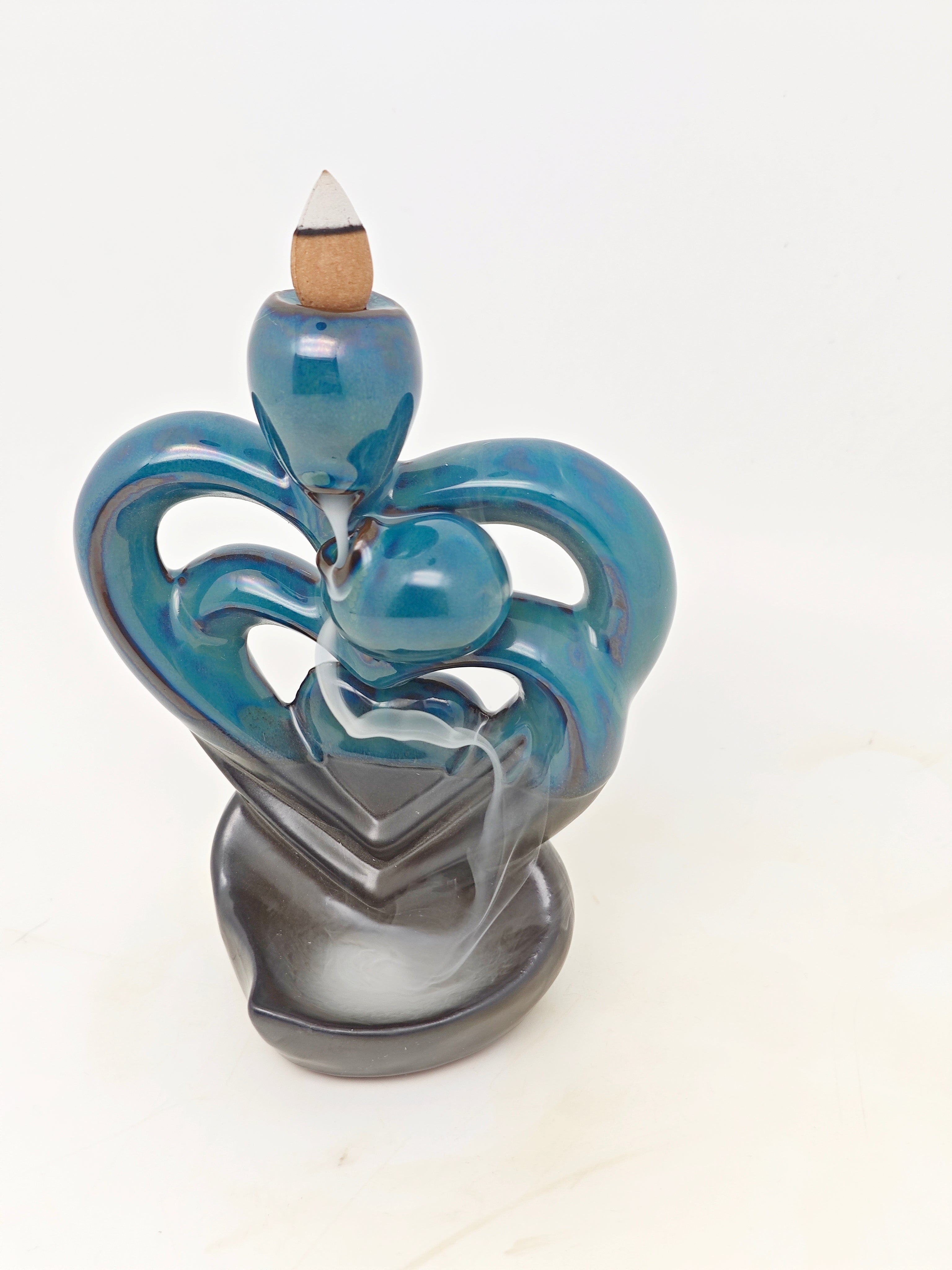 Ceramic Reflux Incense Burner - Decorative Incense Burner Biblo - Glazed Ceramic Glossy Artistic Heart Romantic Burner 16cm BIB-52 - DOMEDBAZAAR
