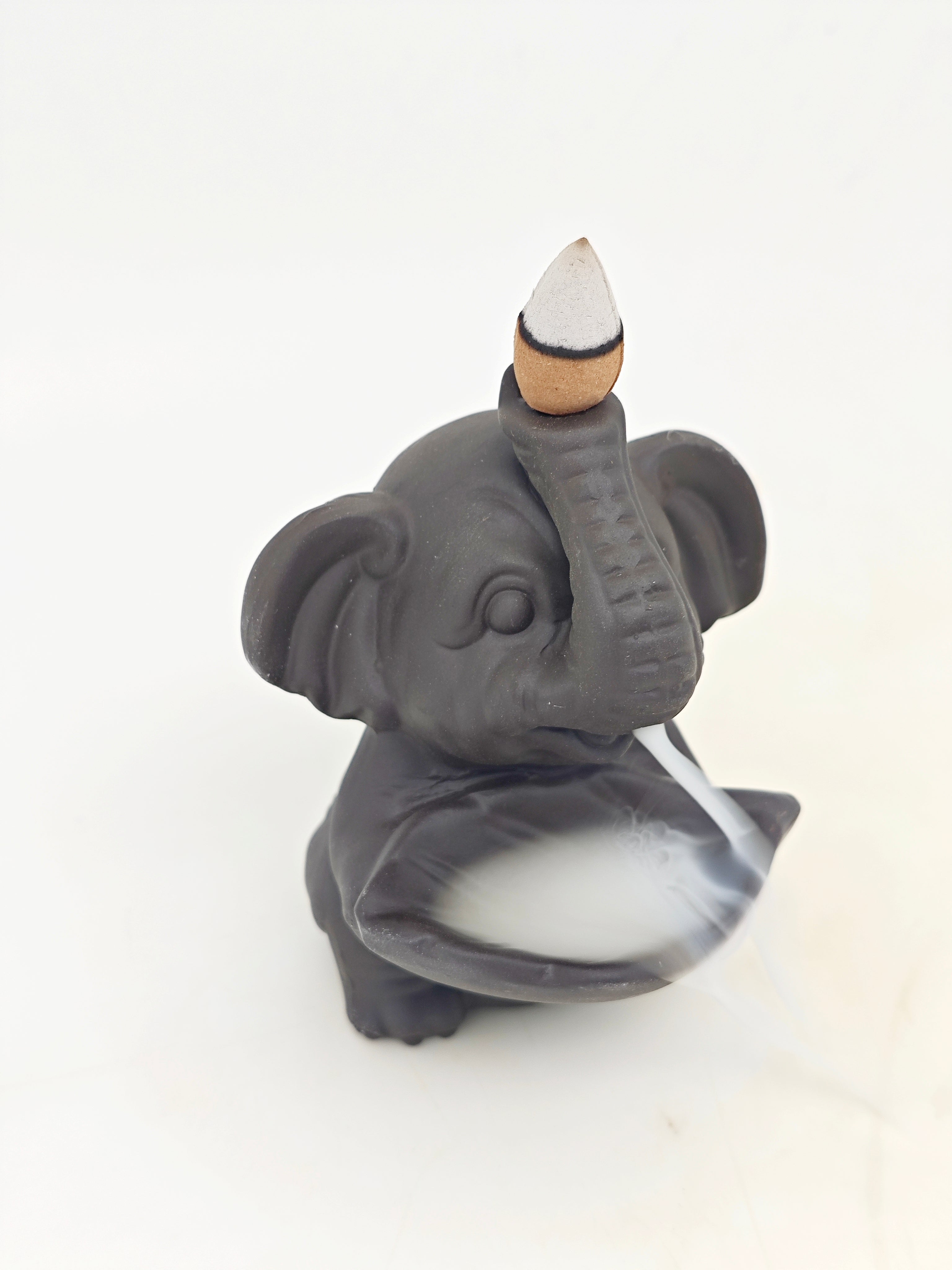 Ceramic Reflux Incense Burner - Decorative Incense Burner Biblo - Ceramic Cute Elephant Figurine Burner 10.5cm BIB-53 - DOMEDBAZAAR