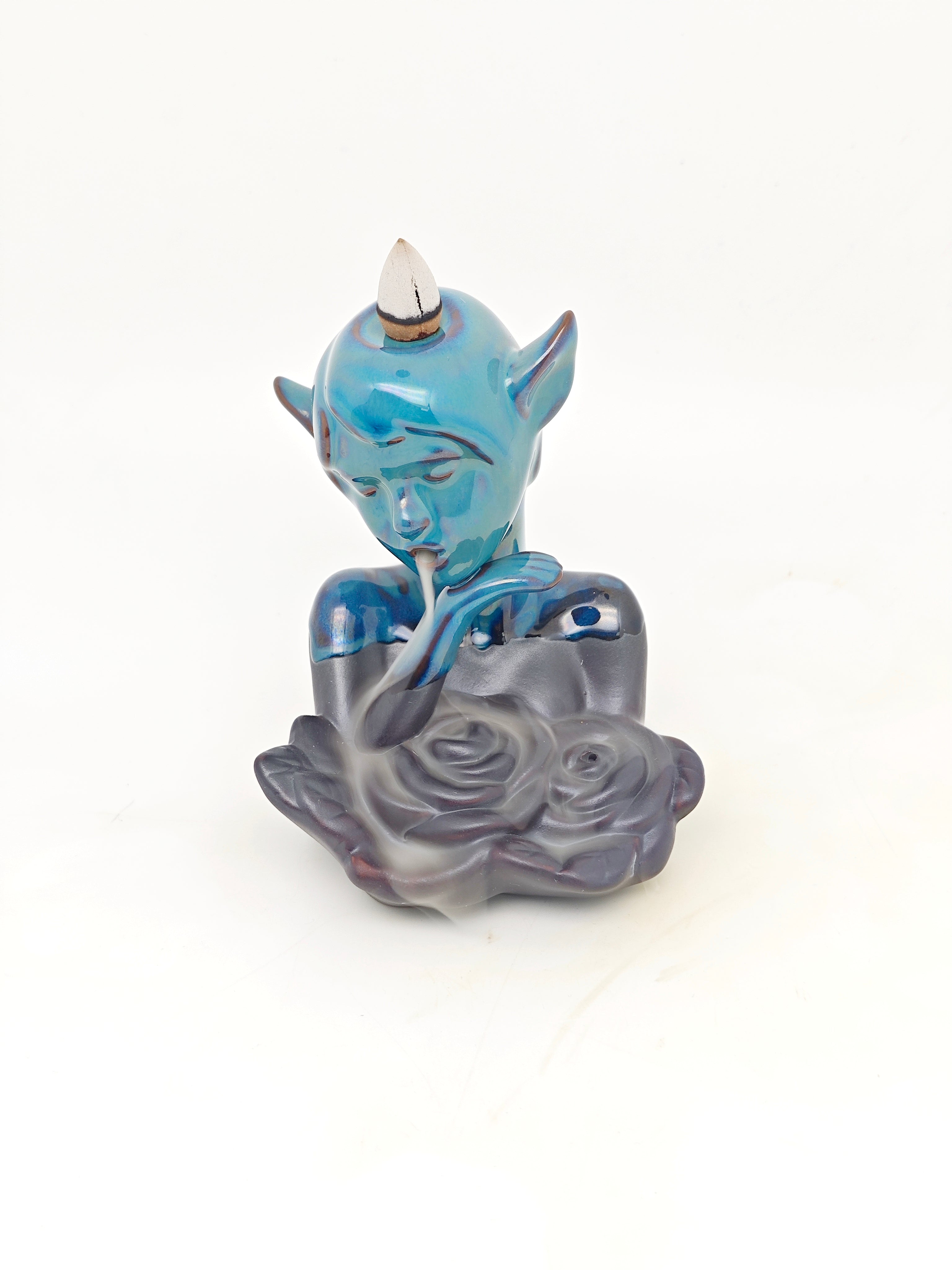 Ceramic Reflux Incense Burner - Decorative Incense Burner Biblo - Artistic Elf Girl Glazed Ceramic Burner 13cm BIB-55 - DOMEDBAZAAR