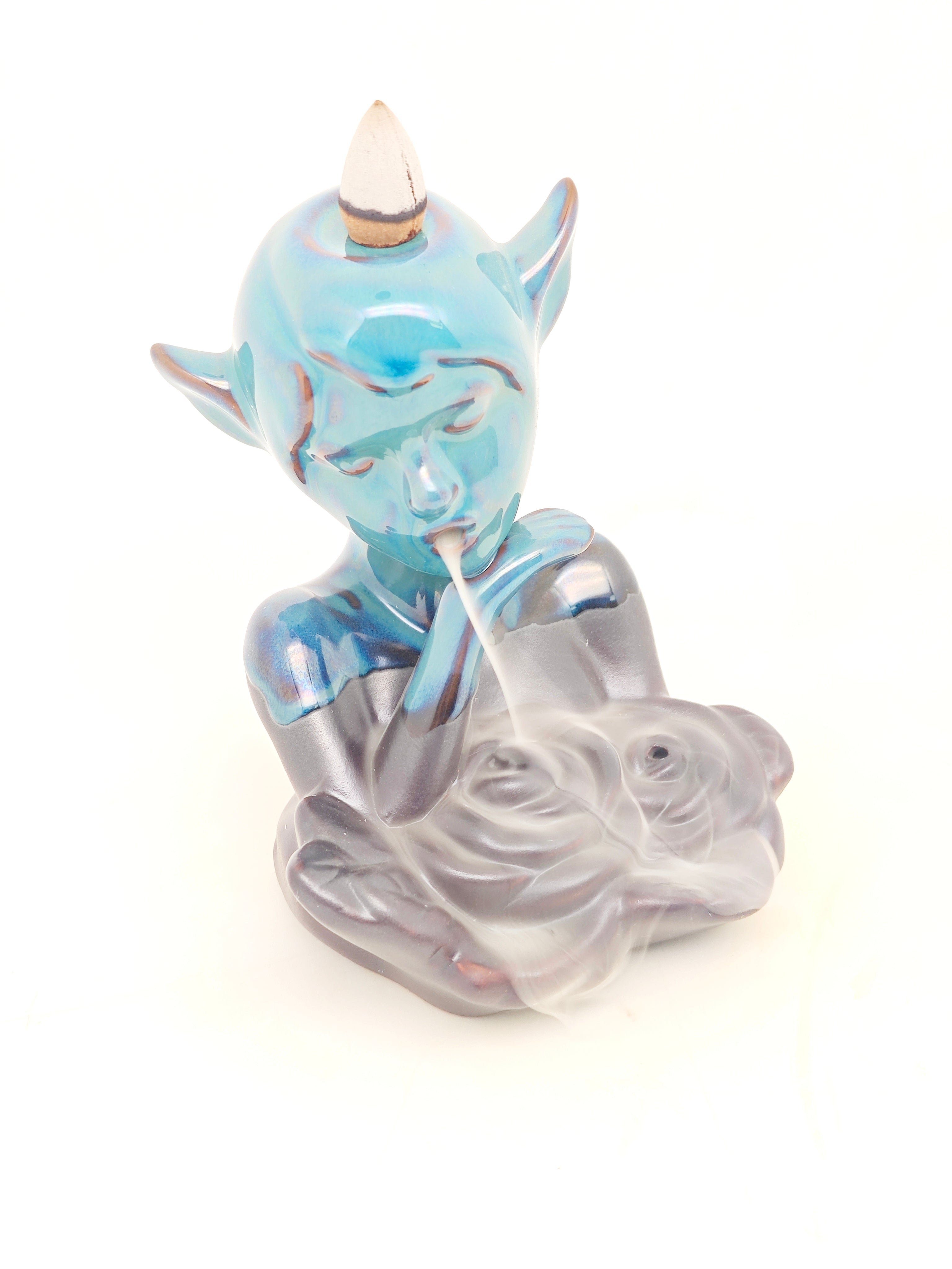 Ceramic Reflux Incense Burner - Decorative Incense Burner Biblo - Artistic Elf Girl Glazed Ceramic Burner 13cm BIB-55 - DOMEDBAZAAR