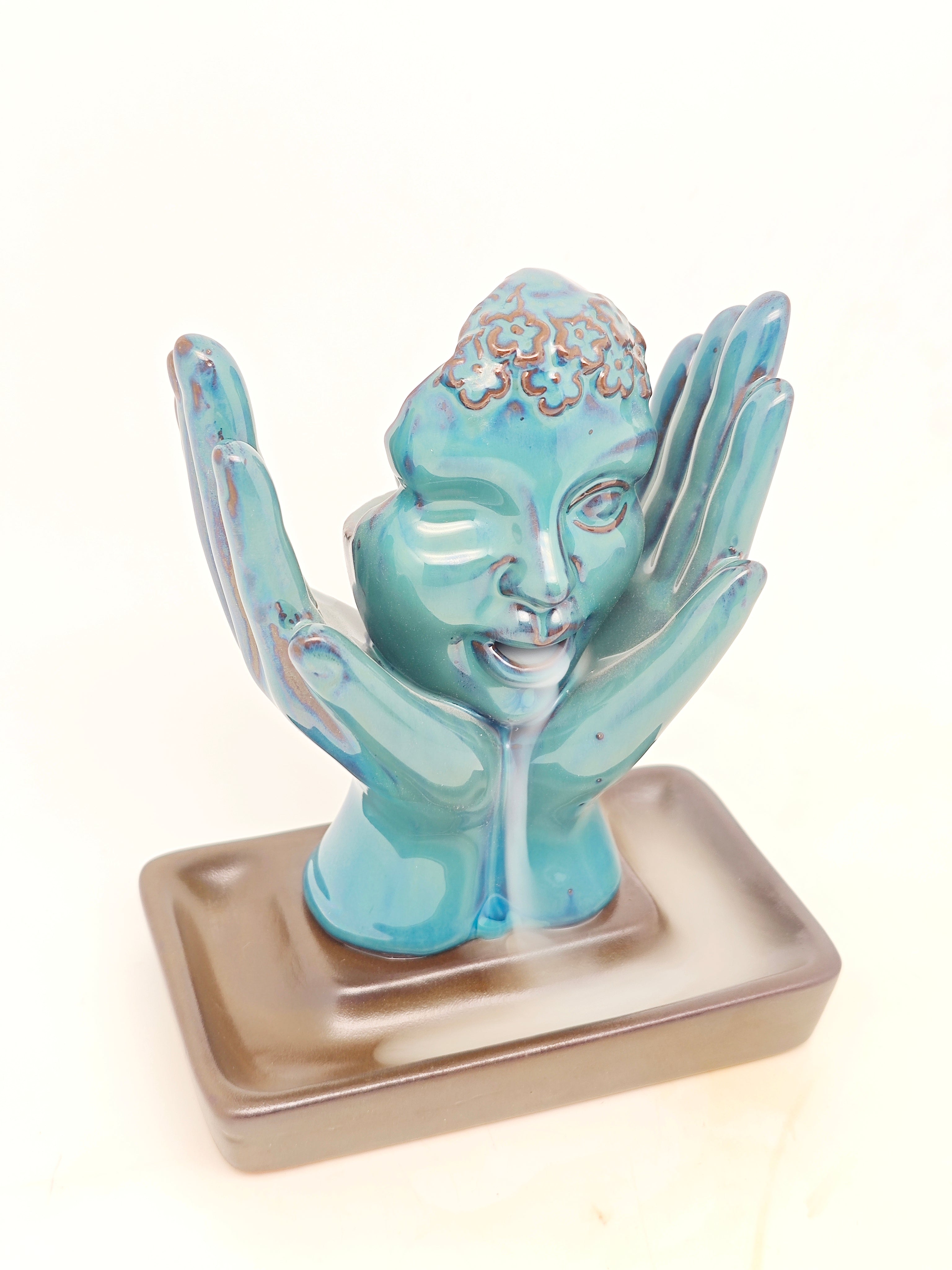Ceramic Reflux Incense Burner - Decorative Incense Burner Biblo - Glazed Ceramic Artistic Hand Portrait Burner 16cm BIB-56 - DOMEDBAZAAR
