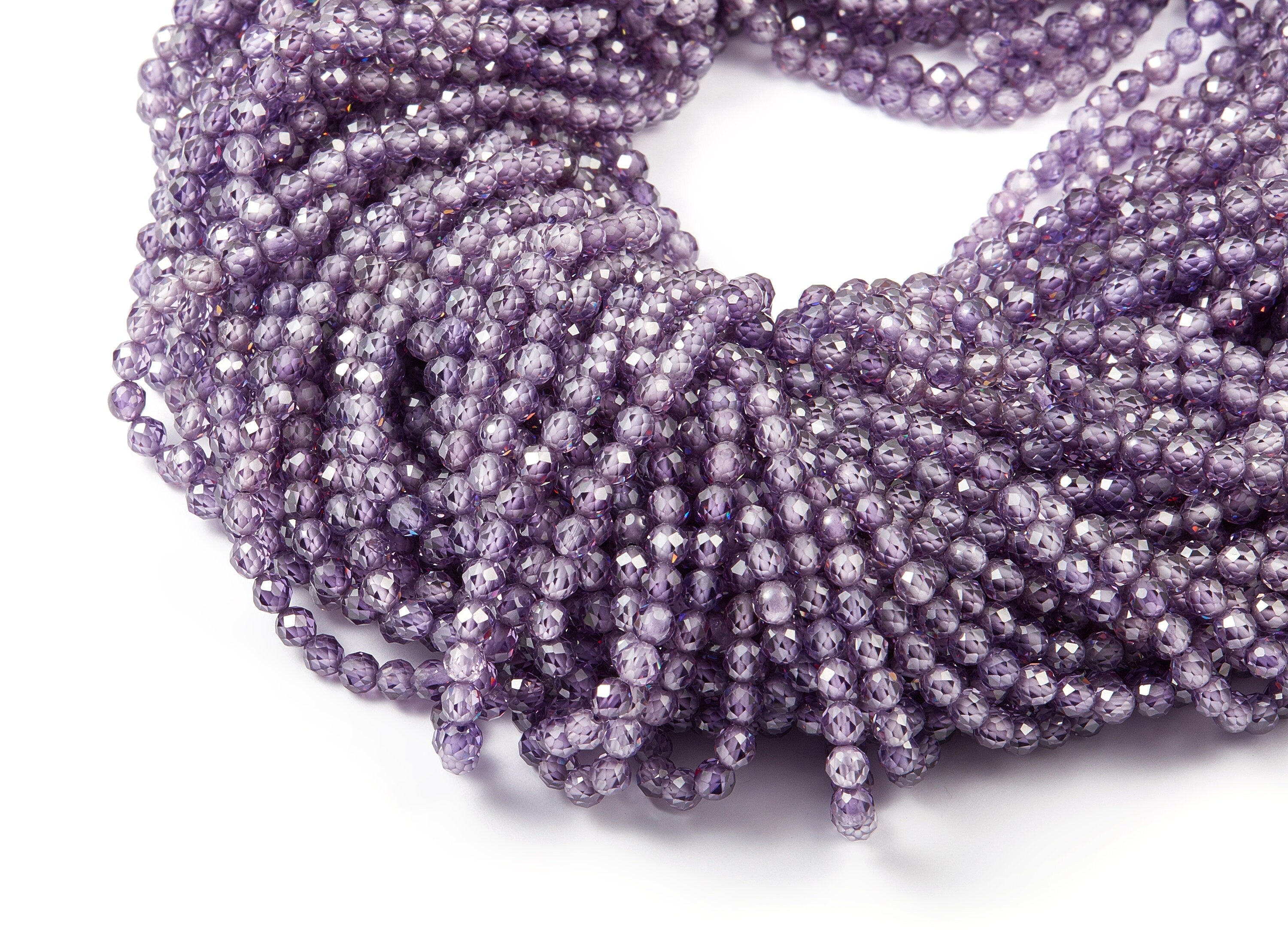 Purple Zircon Round Faceted Beads - Purple Zircon Beads - 15.35" / 103pcs / 1 Strand - 3.74x3.74mm - Gemstone Beads - NS1017A - DOMEDBAZAAR