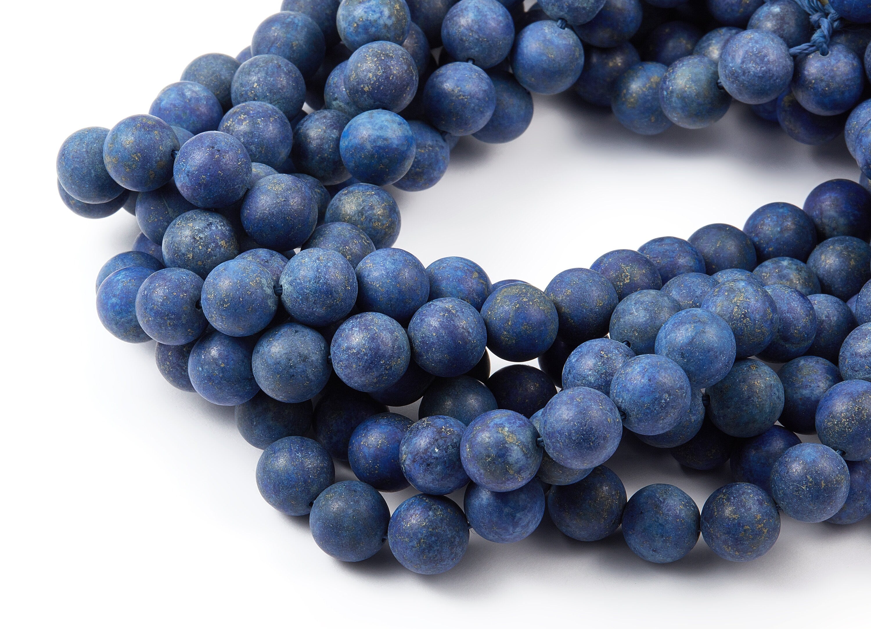 Round Gemstone Beads - Matte Lapis Lazuli Beads - 15.5"/40pcs/ 1 Strand - 10.1x10.1mm - Natural Stone Beads - NS1001C - DOMEDBAZAAR