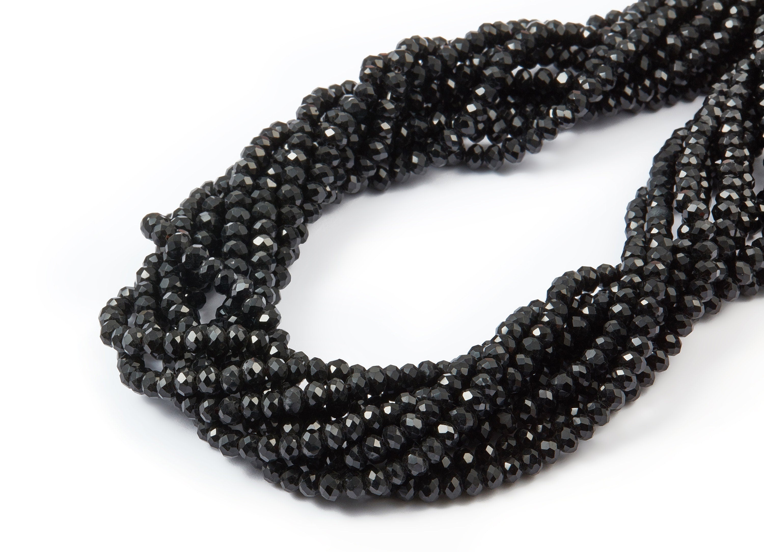 Crystal Beads - Faceted Black Crystal Beads - Jade Crystal Beads - 16"/ 145pcs / 1 Strand - 4.1x4.1x3.36mm - GB1001B4 - DOMEDBAZAAR