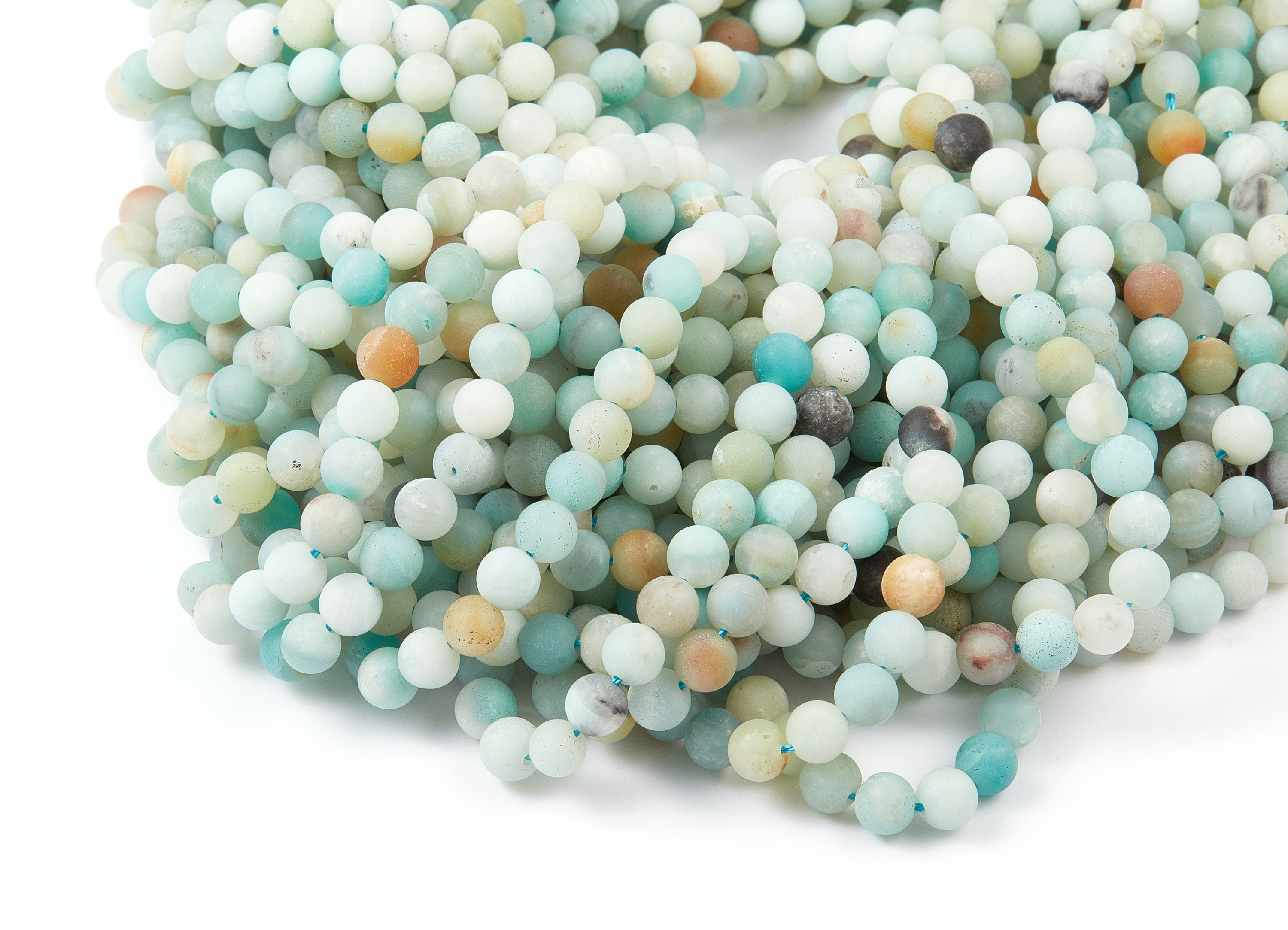 Round Gemstone Beads - Matte China Amazonite Beads - 15.2" / 65pcs / 1 strand - 6.25x6.25mm - Gemstone Beads - NS1012J - DOMEDBAZAAR