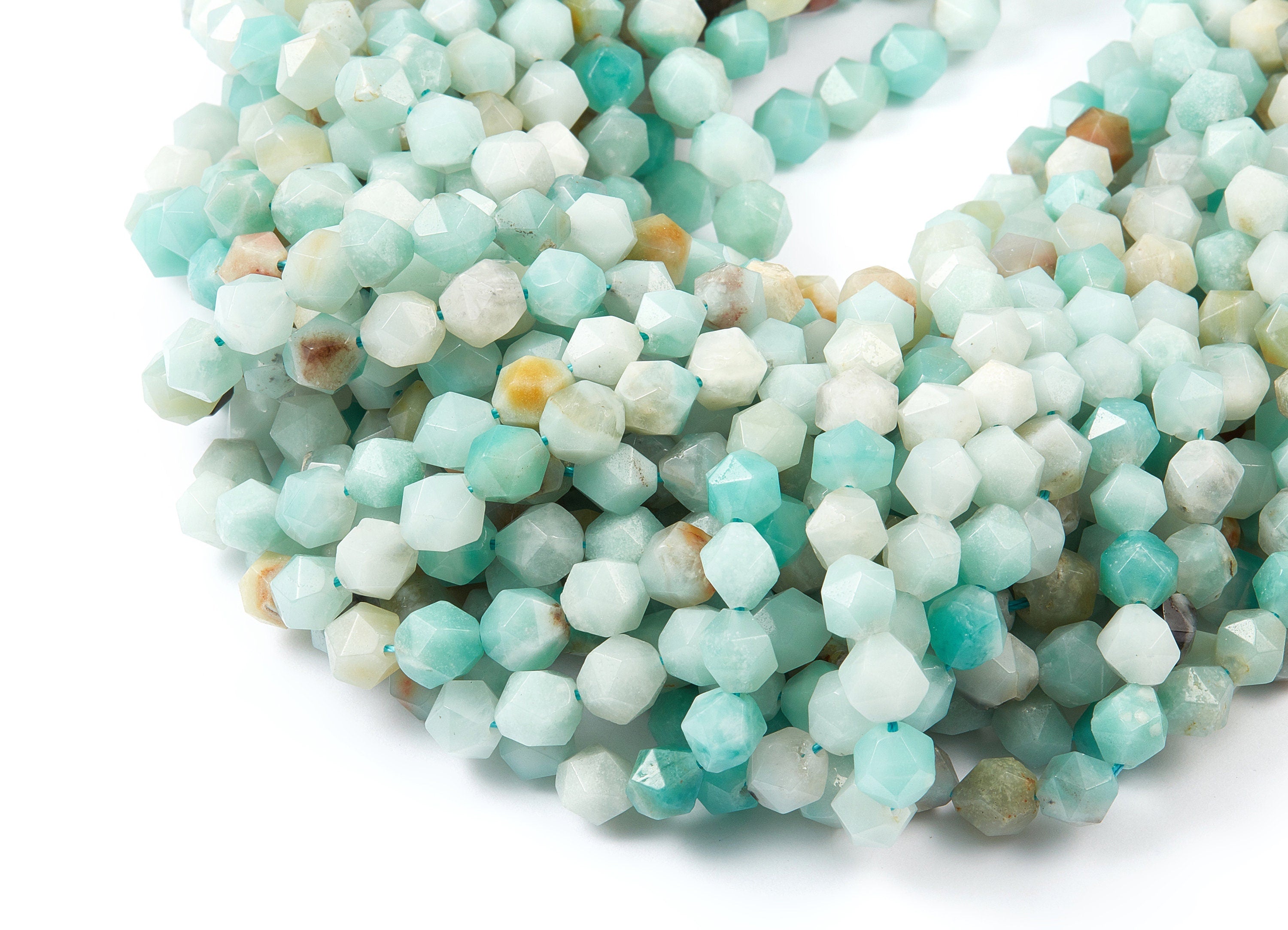 Hexagon Gemstone Beads - China Amazonite Beads - 15.5" / 50pcs / 1 strand - 8x8mm - Gemstone Beads - NS1012M - DOMEDBAZAAR
