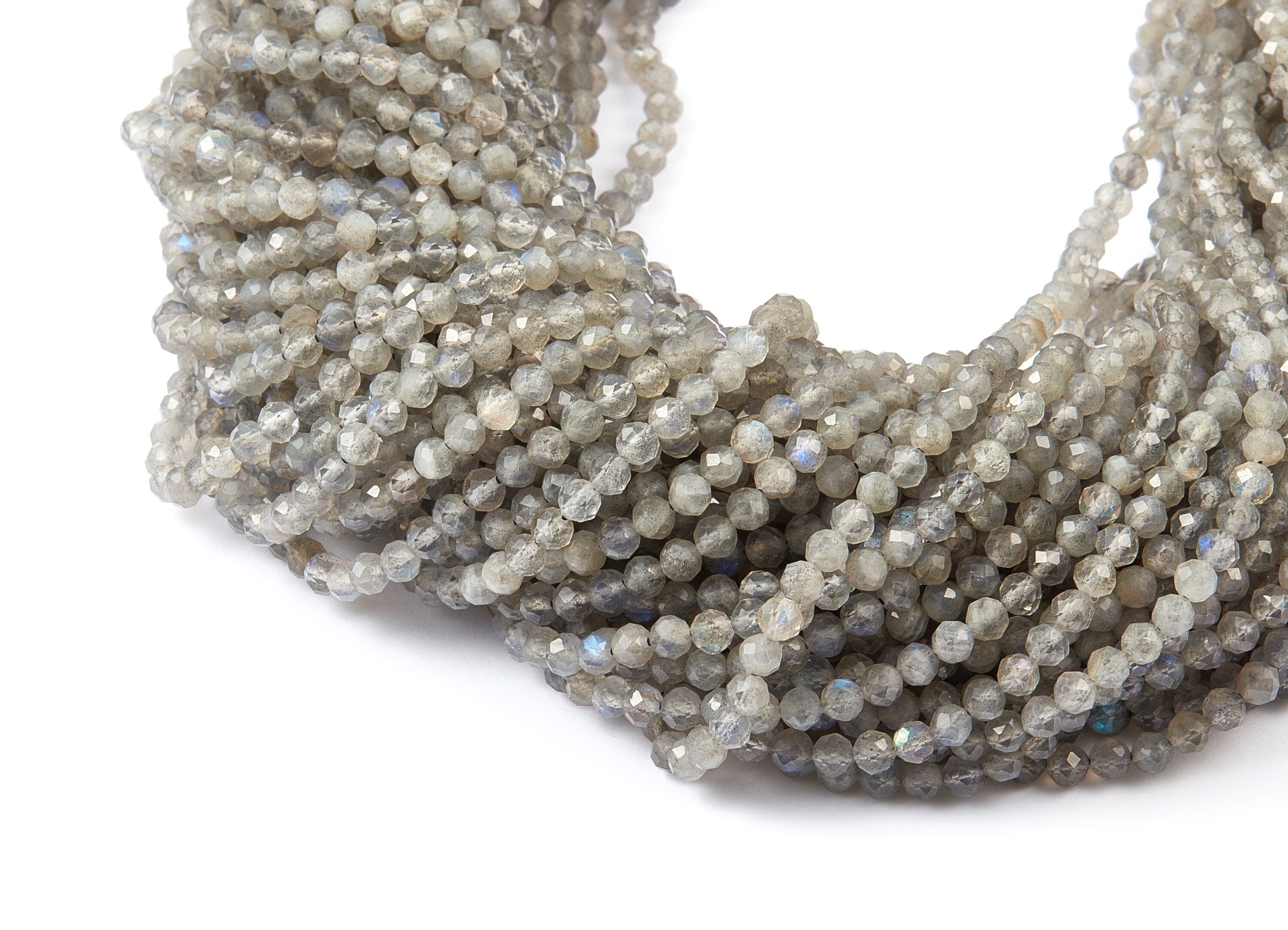 Faceted Gemstone Beads - Labradorite Rondelles Beads - 15.35" / 125PCS / 1 Strand - 3.32x3.32mm - Natural Stone Beads - NS1005C - DOMEDBAZAAR