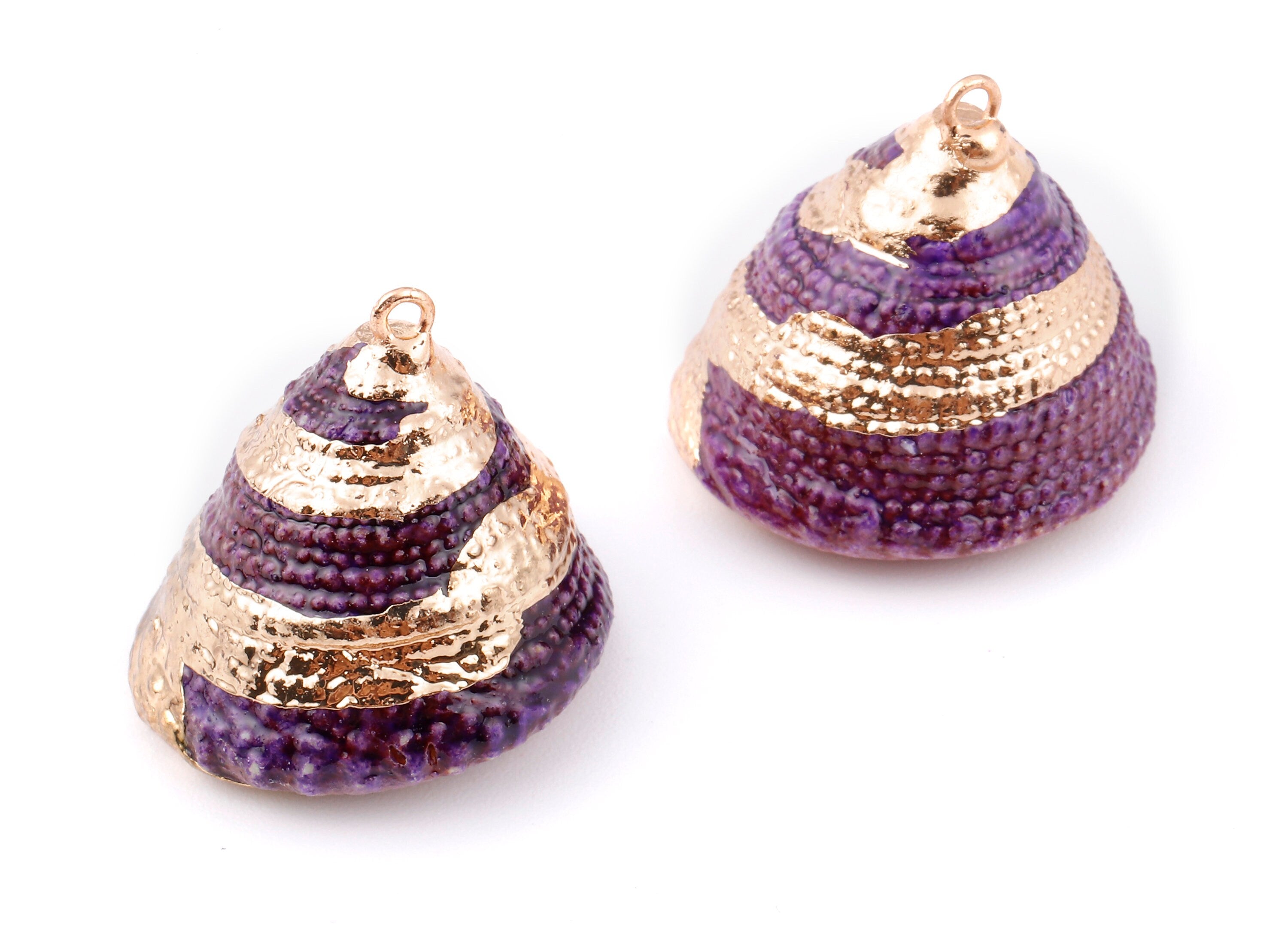 Cone Seashell Charms - Whelk Seashell Pendant - Natural Seashell Earrings - 1 Hole - 25.43x23.33mm - SF1128E - DOMEDBAZAAR