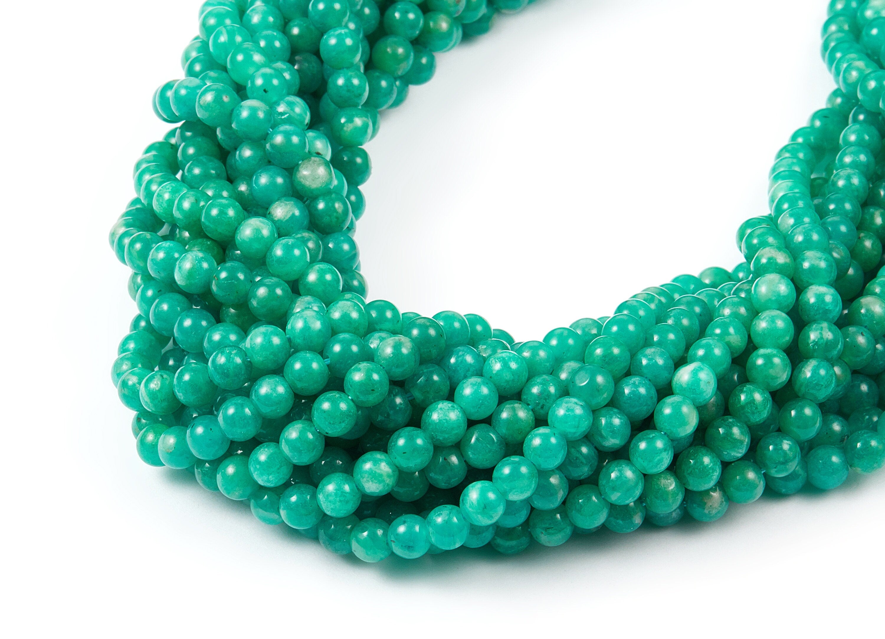 Round Gemstone Beads - Russia Amazonite Beads - 15.6" / 94pcs / 1 strand - 4.6x4.6mm - Gemstone Beads - NS1012D - DOMEDBAZAAR