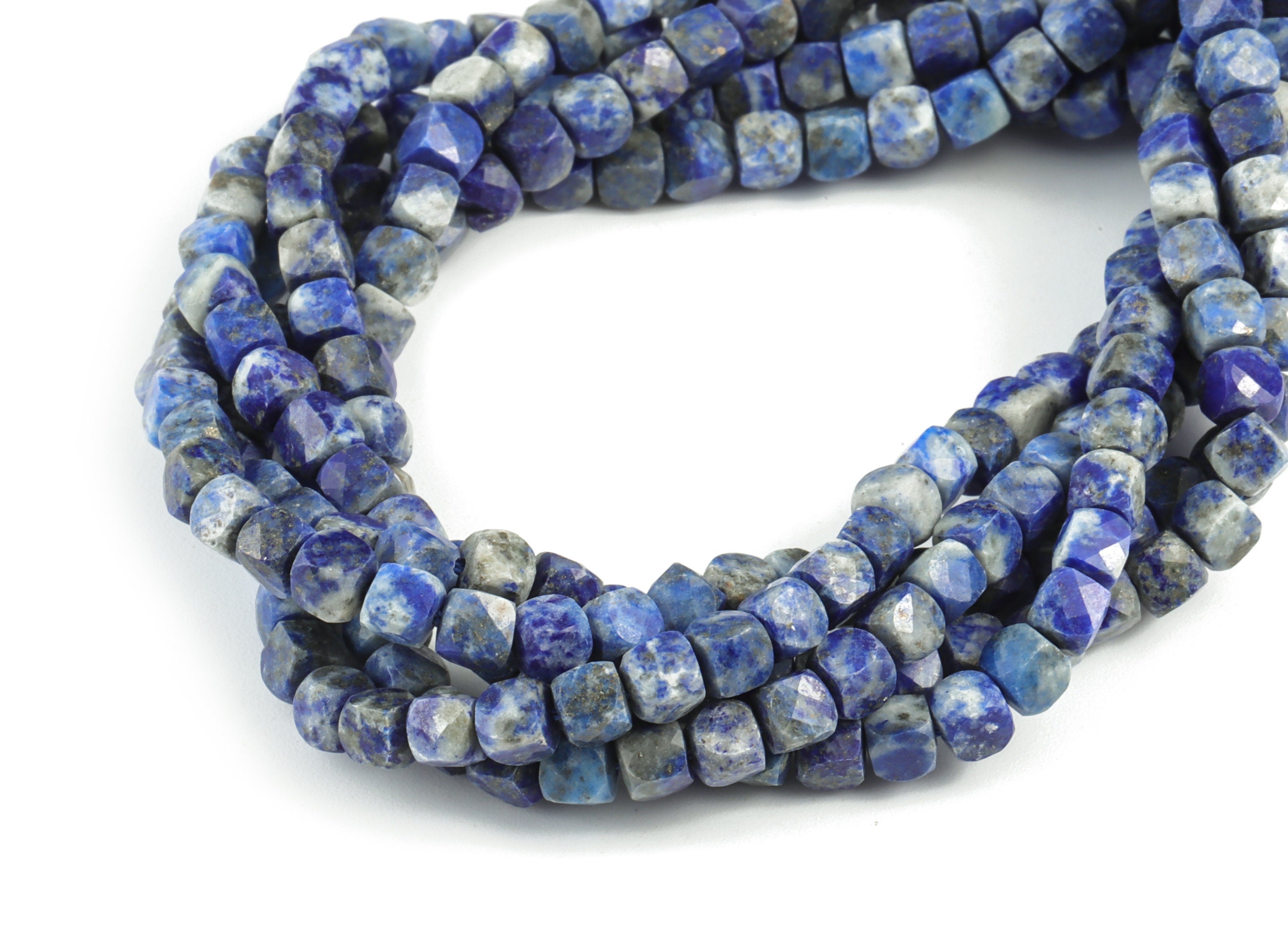 Lapis Cube Beads 3-4mm - 15.5 inch - Faceted Cube Gemstone Beads - Natural Stone Beads - 3x3mm - NS1084 - DOMEDBAZAAR