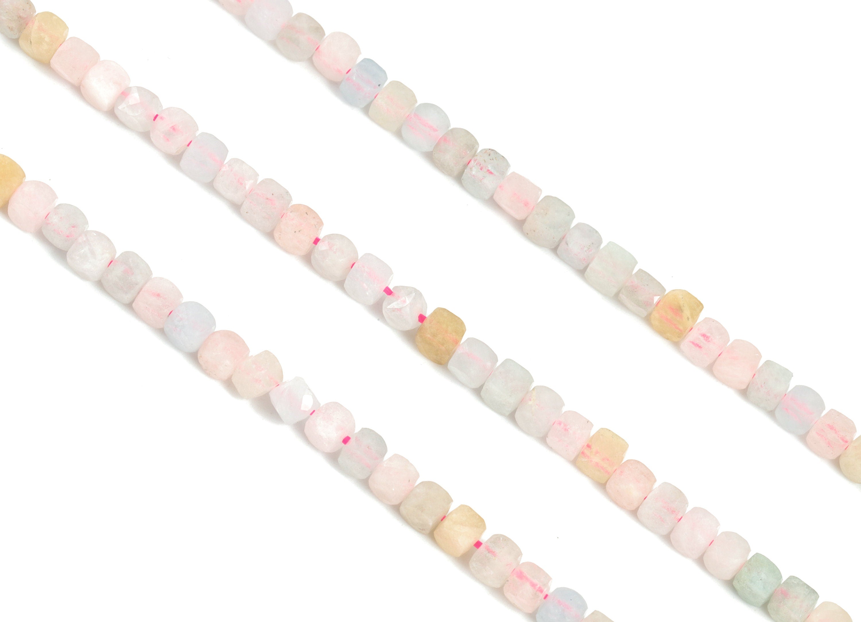 Morganite Cube Beads 4mm - 15.5 inch - Faceted Cube Gemstone Beads - Natural Stone Beads - 4x4mm - NS1132 - DOMEDBAZAAR