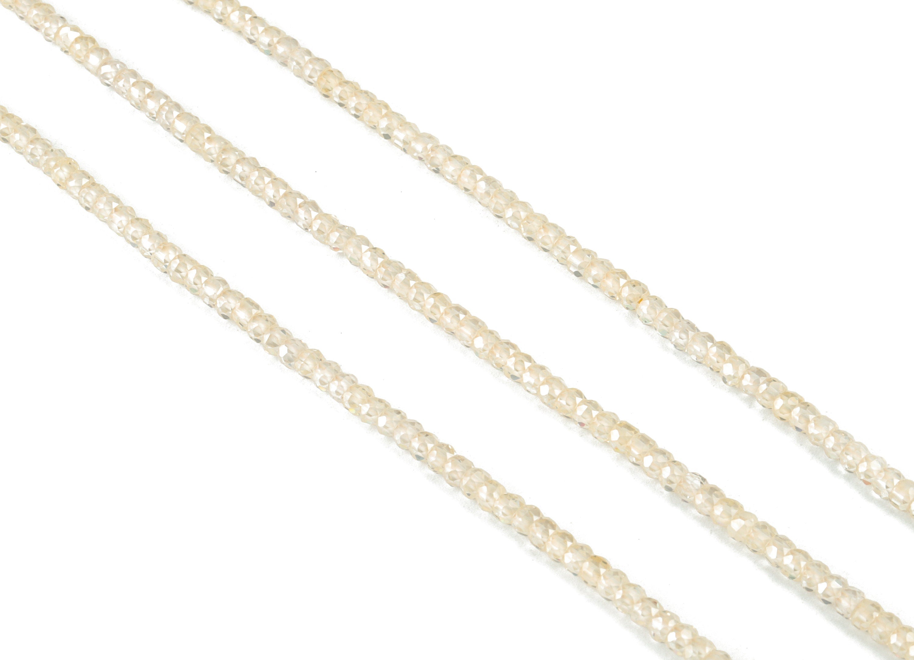 Cream Zircon Rondelle Beads 3mm - 15.5 Inch - Cream Faceted Zircon Round Bead - Gemstone Bead - NS1147G - DOMEDBAZAAR