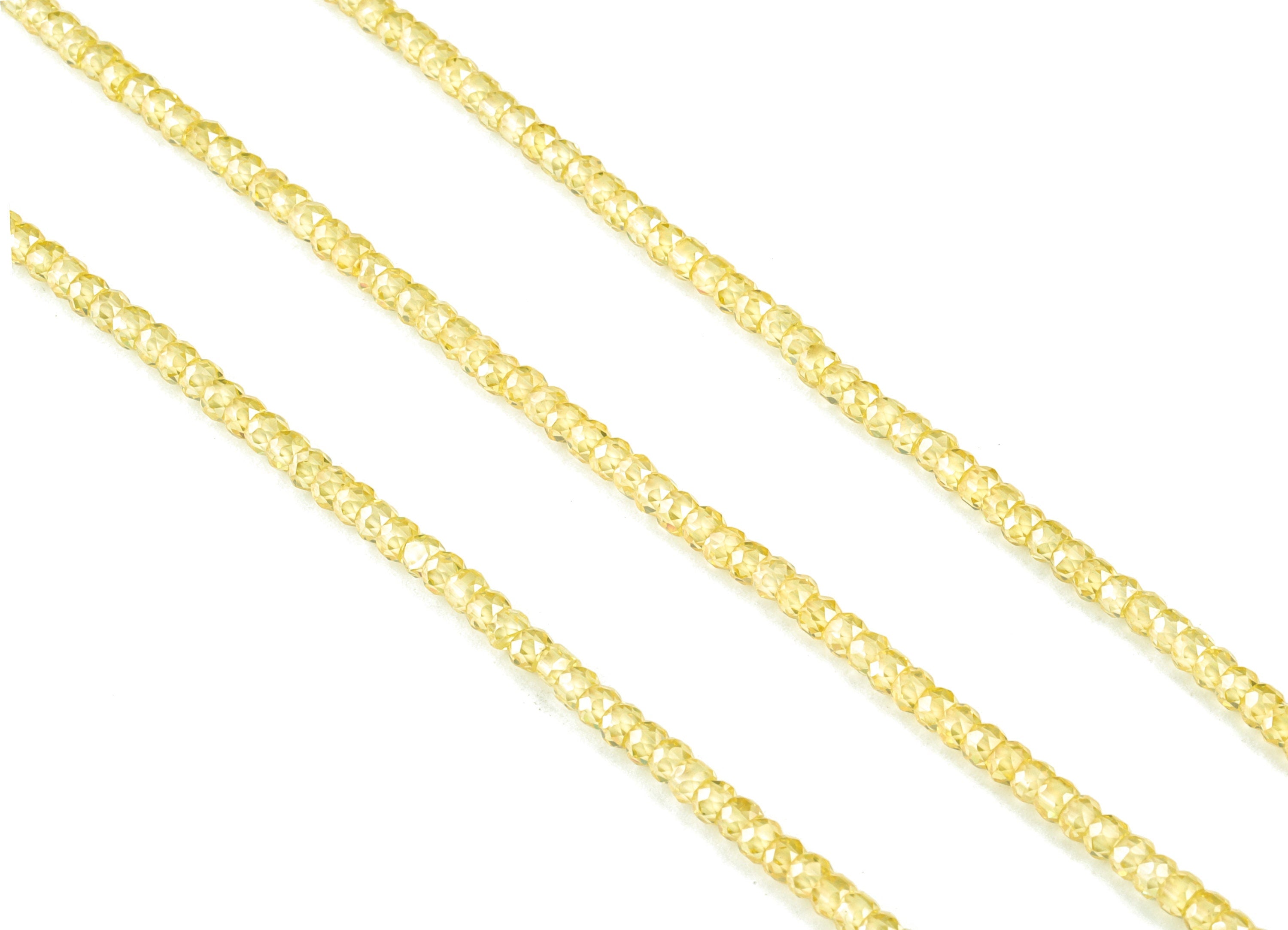 Yellow Zircon Rondelle Beads 3mm - 15.5 Inch - Yellow Faceted Zircon Round Beads - Gemstone Beads - NS1147I - DOMEDBAZAAR