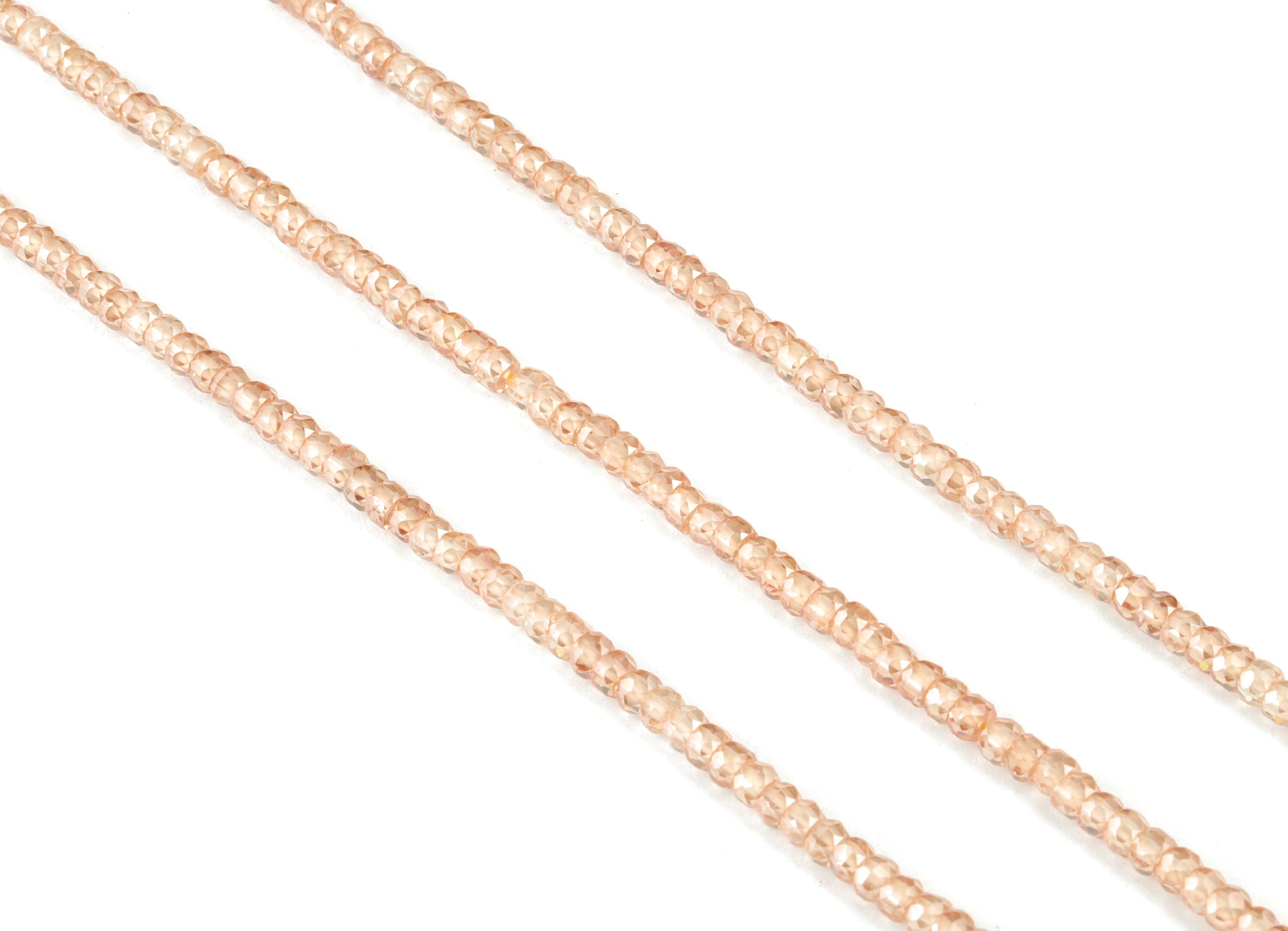 Rose Zircon Rondelle Beads 3mm - 15.5 Inch - Rose Faceted Zircon Round Beads - Gemstone Beads - NS1147J - DOMEDBAZAAR