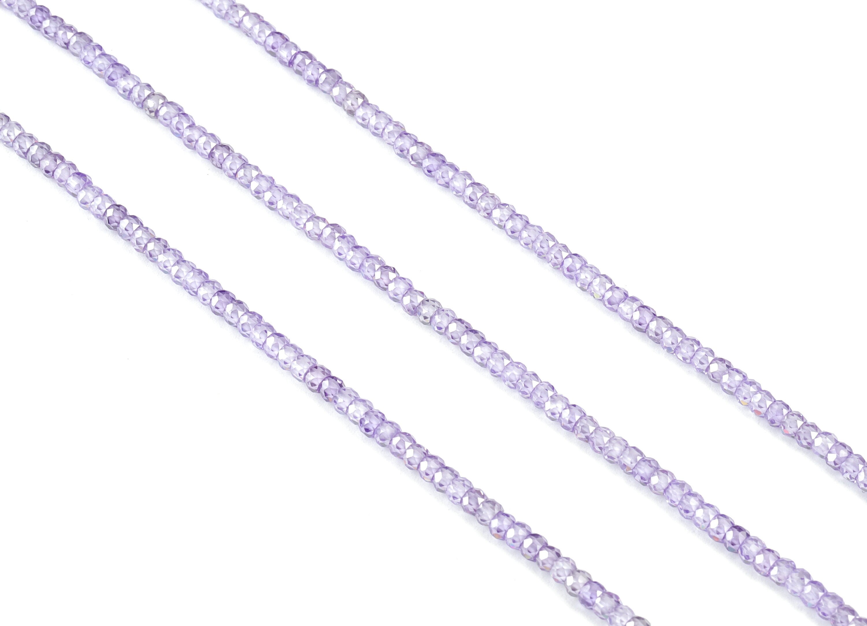 Purple Zircon Rondelle Beads 3mm - 15.5 Inch - Purple Faceted Zircon Round Beads - Gemstone Beads - NS1147N - DOMEDBAZAAR