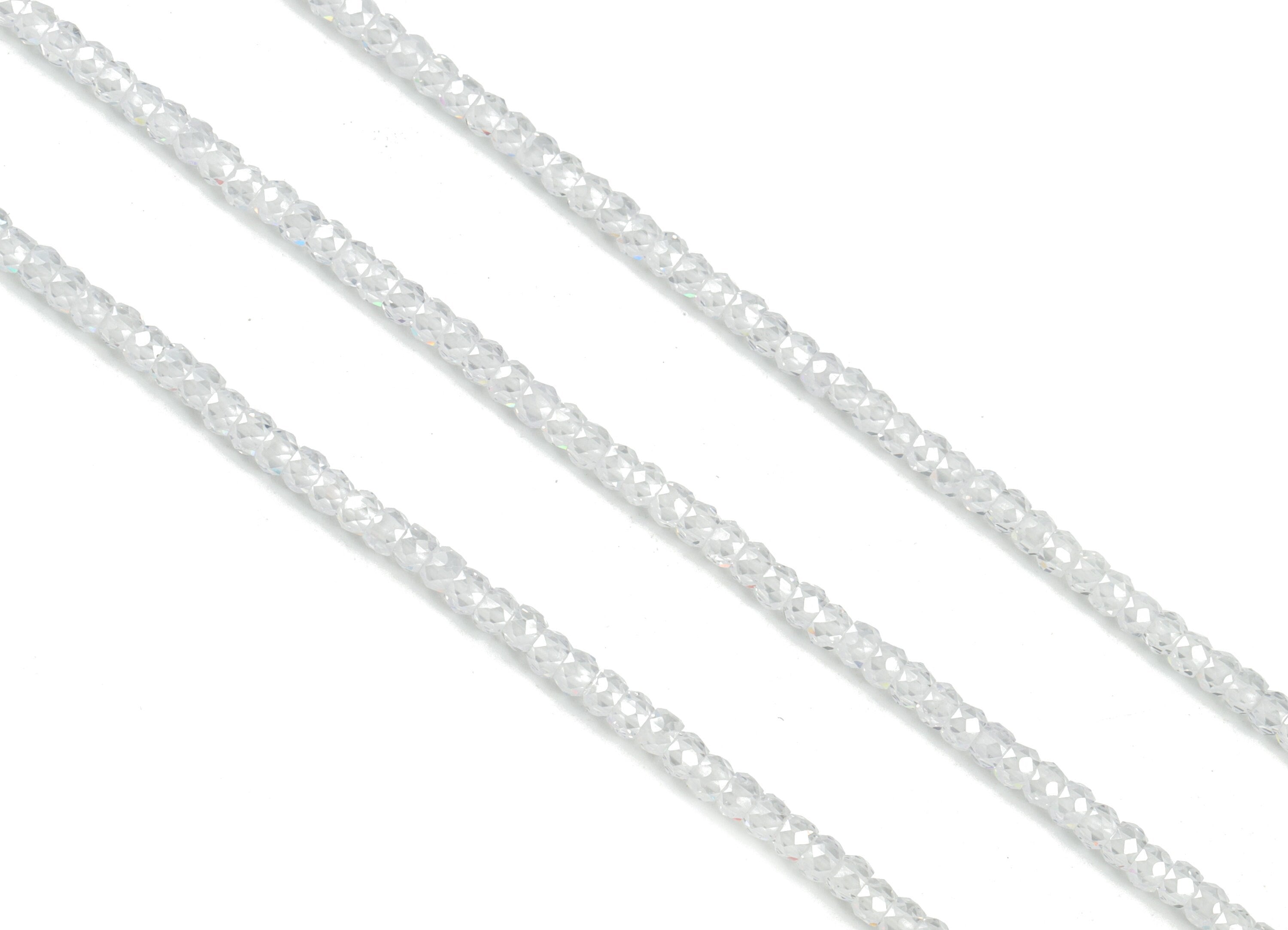 Clear Zircon Rondelle Beads 3mm - 15.5 Inch - Clear Faceted Zircon Round Beads - Gemstone Beads - NS1147O - DOMEDBAZAAR