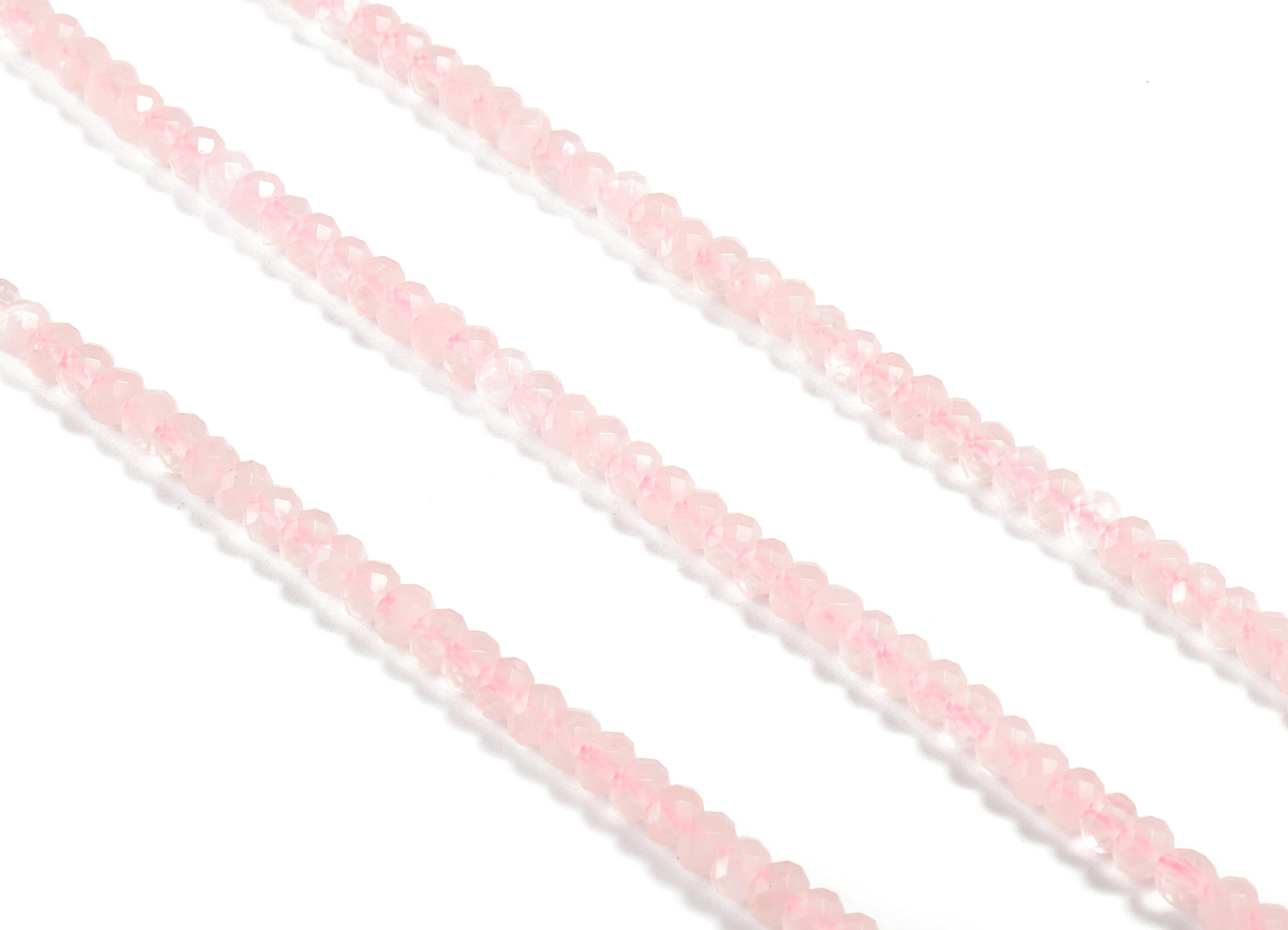 Crystal Pink Quartz Round Beads 3-5mm - 15.5 inch - Faceted Round Gemstone Beads - Natural Stone Beads - 3x5mm - NS1175 - DOMEDBAZAAR